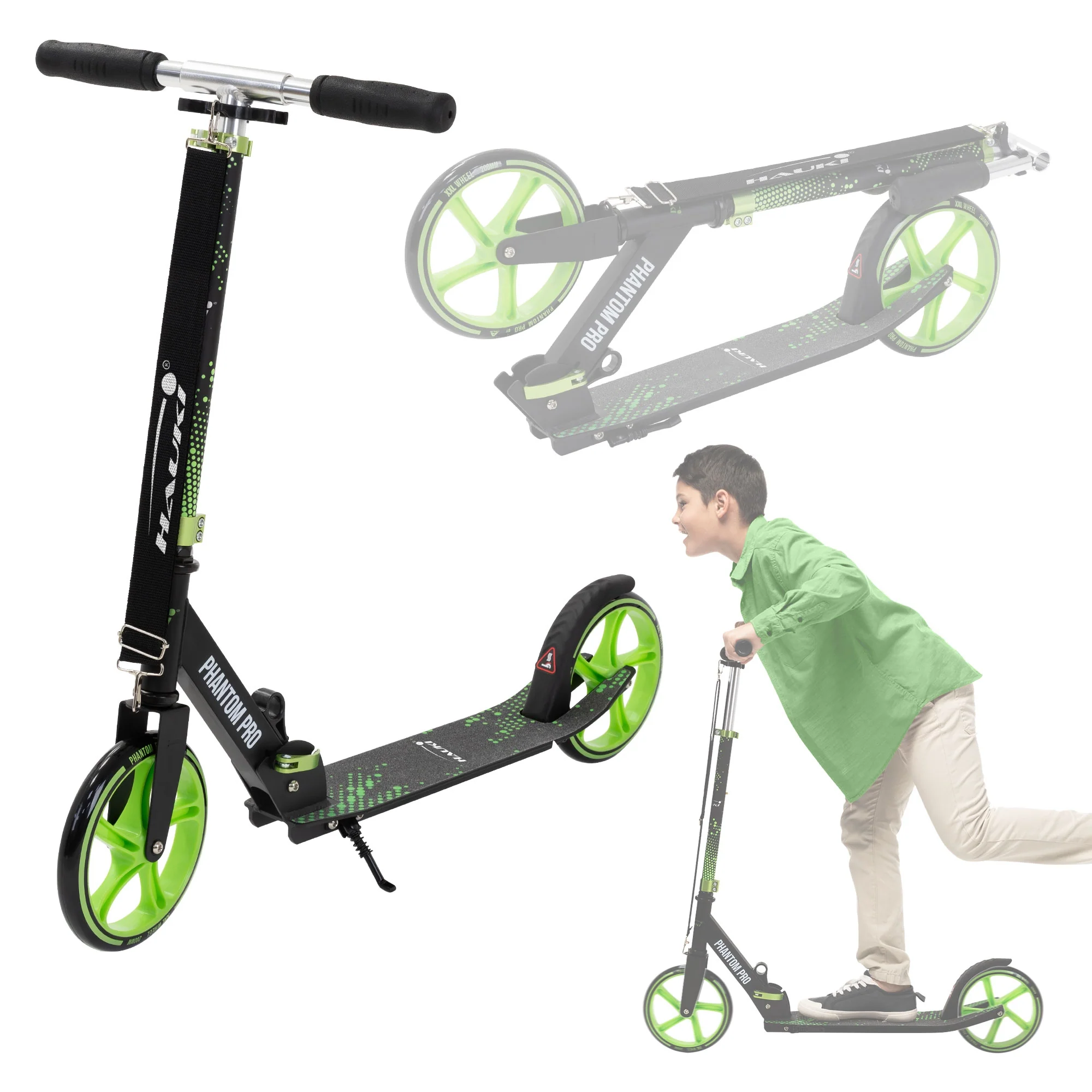 Cityroller Scooter klappbar & höhenverstellbar, XXL-Räder, Tritt-Bremse, mit Ständer & Tragegurt - Image 5