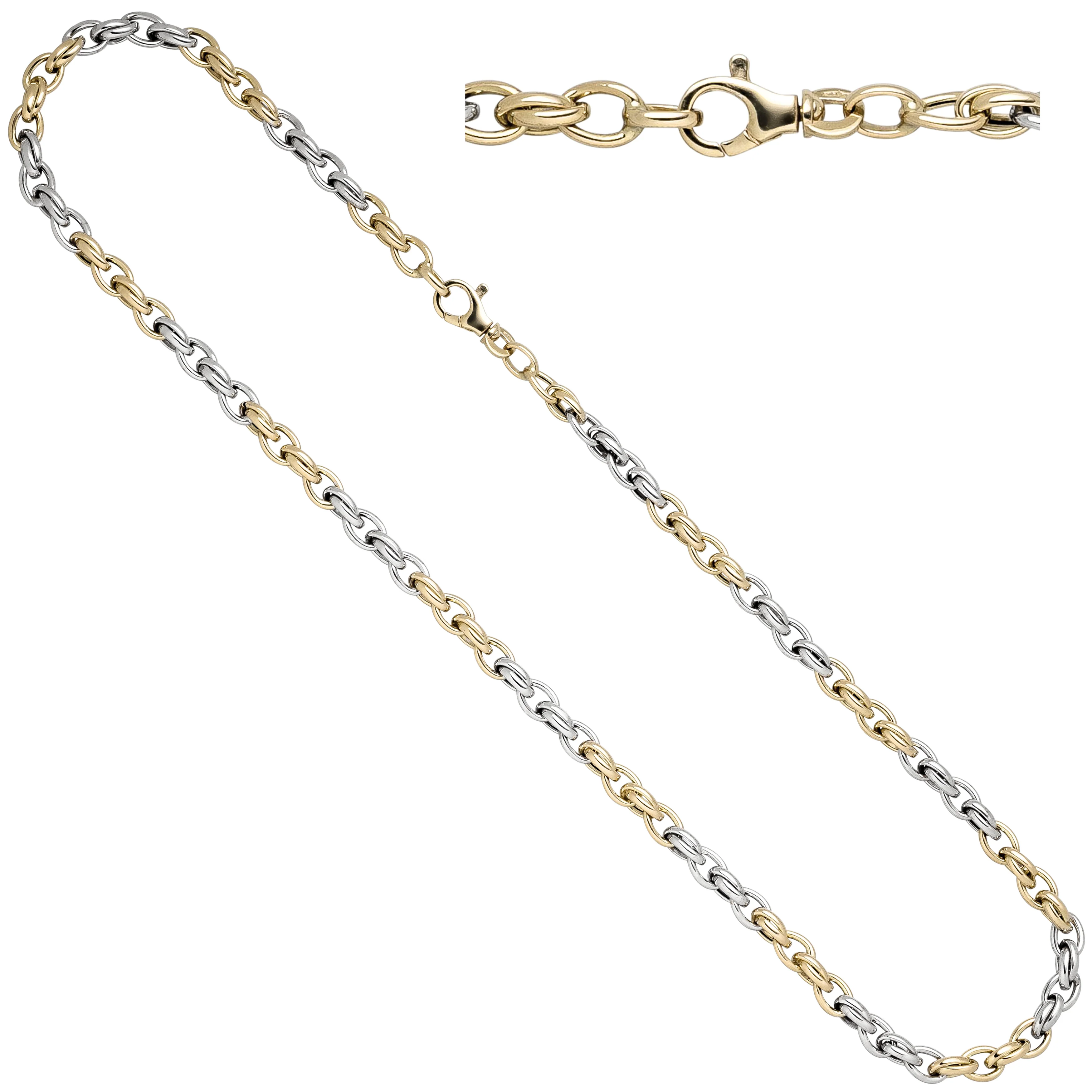 Collier Halskette 585 Gold Gelbgold Weißgold bicolor 45 cm Kette Goldkette - Image 2