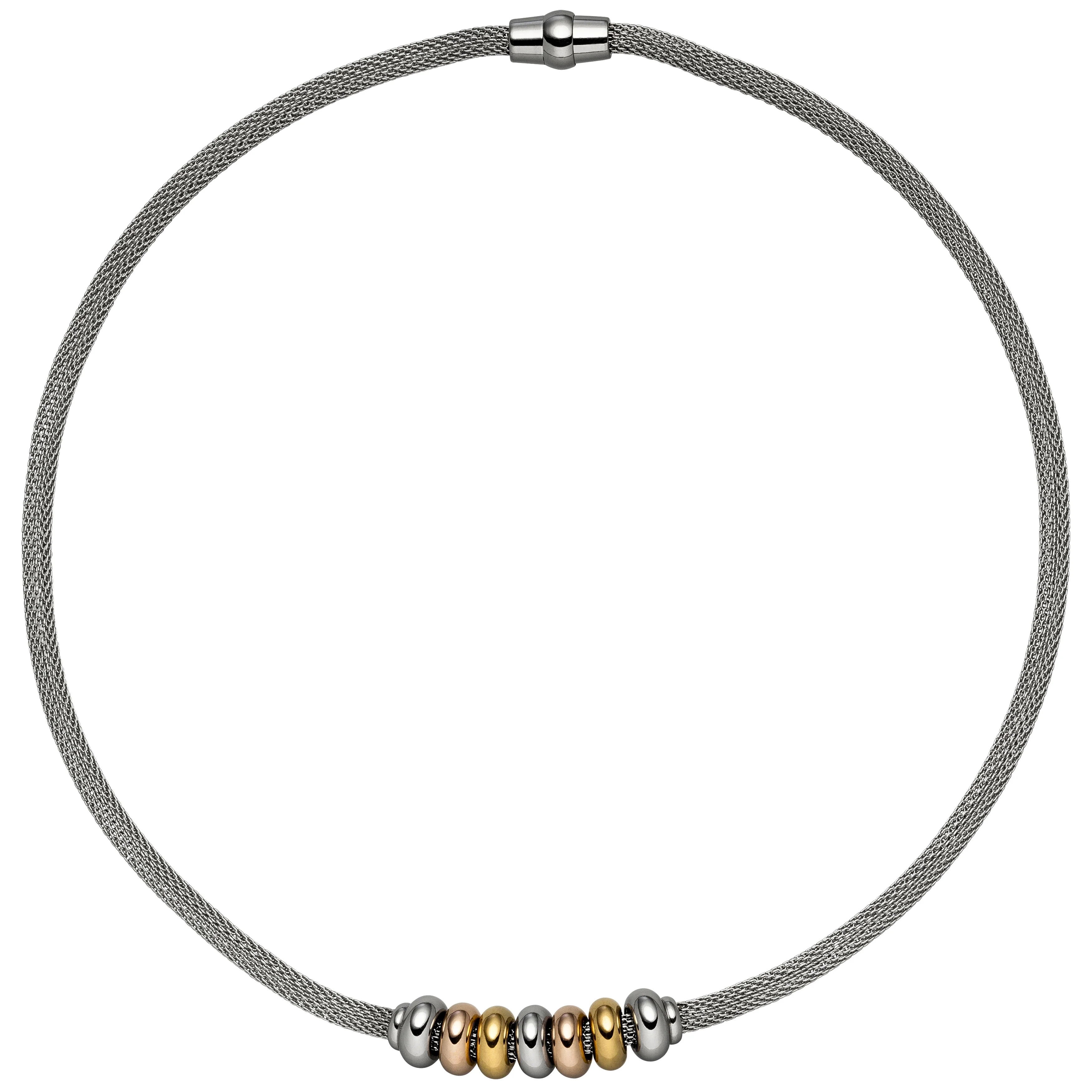Collier Kette mit Anhänger Edelstahl tricolor 45 cm Strumpfkette