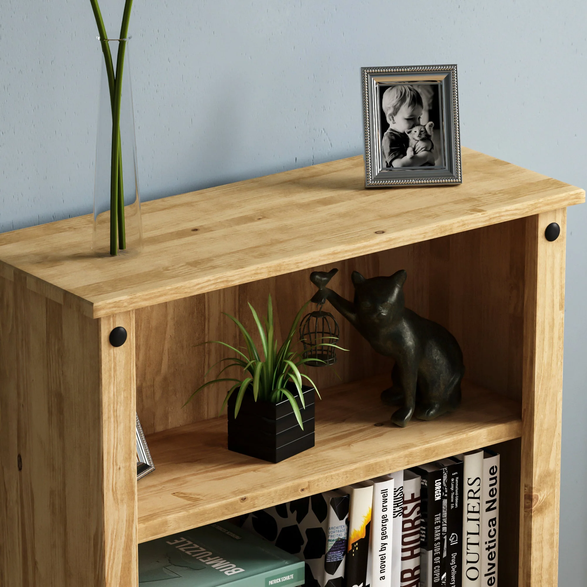Corona Bücherregal aus massivem Kiefernholz mit 4 Ebenen – Aufbewahrung und Präsentationseinheit - Image 4