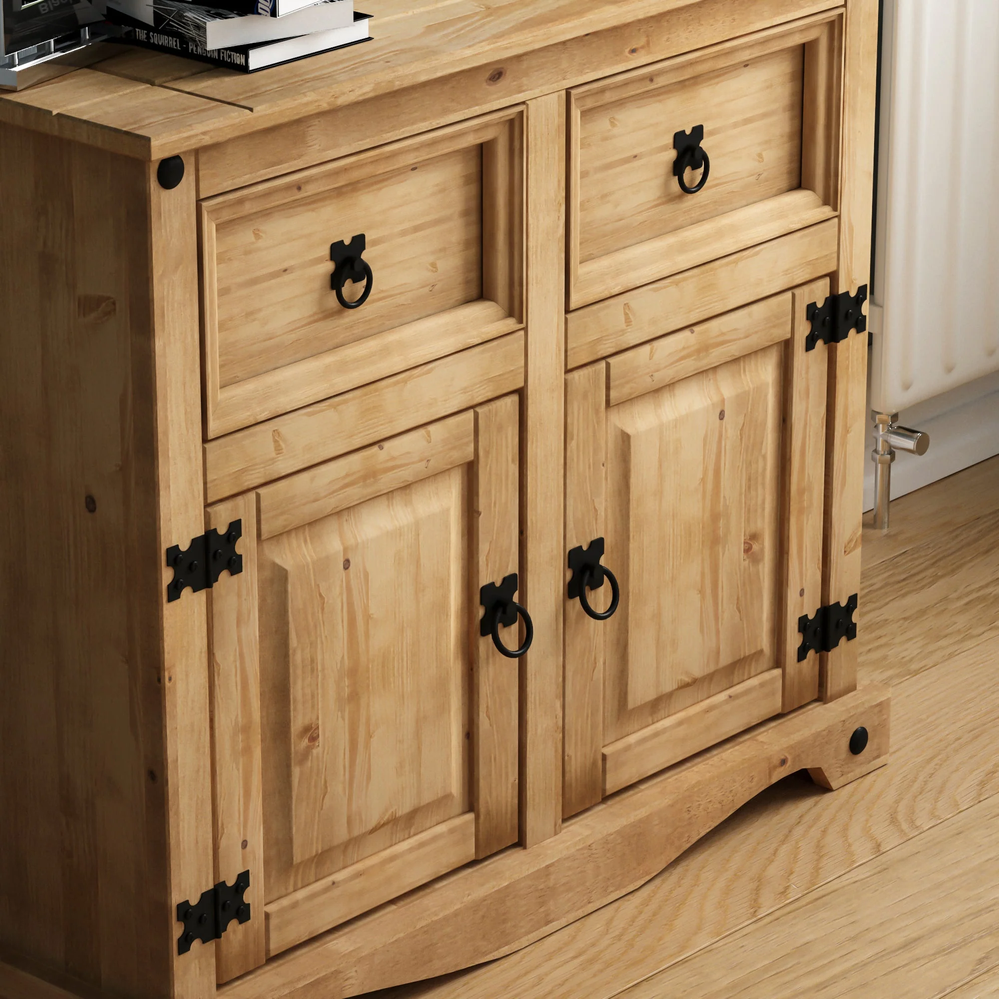 Corona Sideboard aus Massivholz – 2 Türen, 2 Schubladen – Buffet, Anrichte, Aufbewahrungsschrank - Image 5