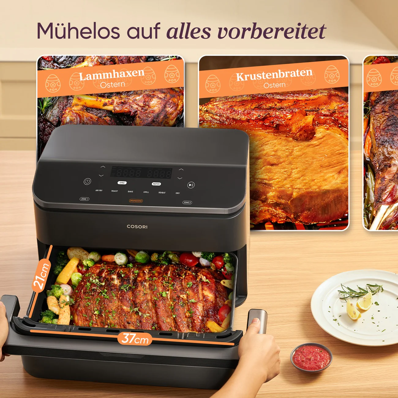 Cosori DualBlaze TwinFry, Heißluftfritteuse, 2 x 5 Liter, Sync-Funktion, schwarz - Image 4