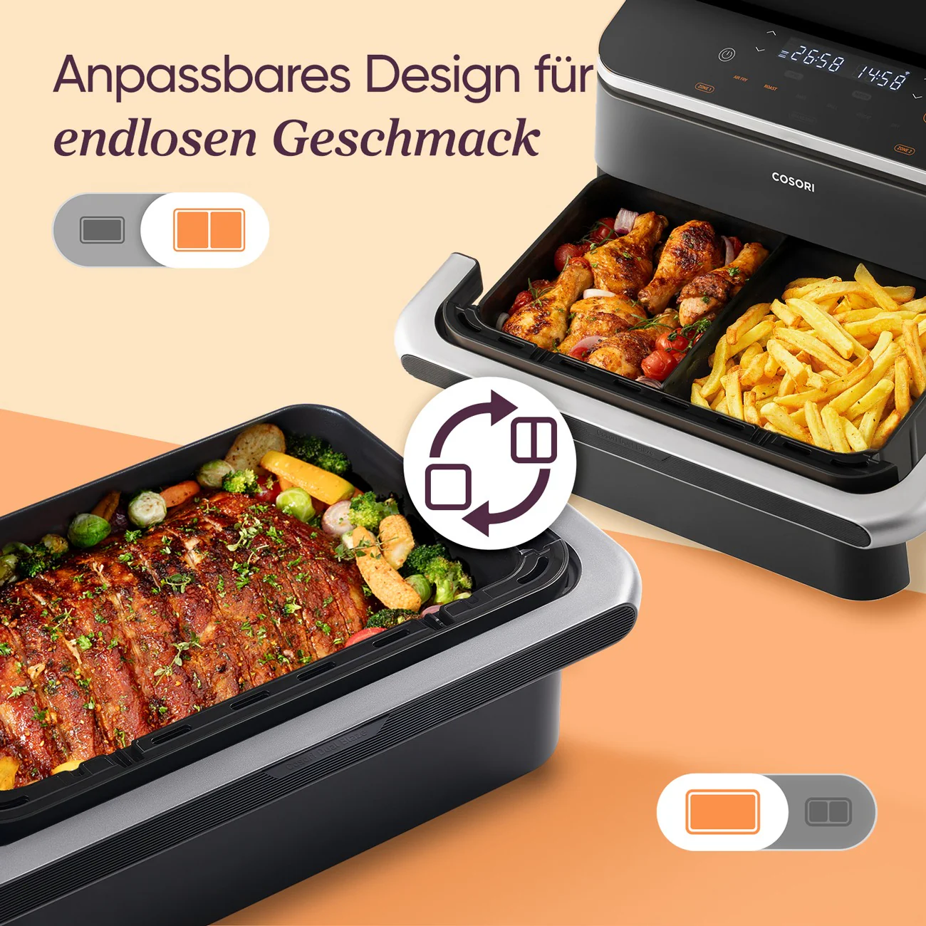 Cosori DualBlaze TwinFry, Heißluftfritteuse, 2 x 5 Liter, Sync-Funktion, schwarz - Image 6