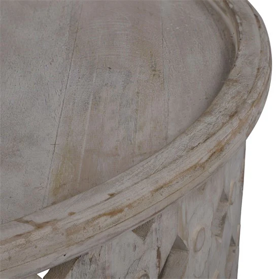 Couchtisch Damaskus Ø100x45cm rund, Grau, Unikat, handgefertigt aus Massivholz - Image 3