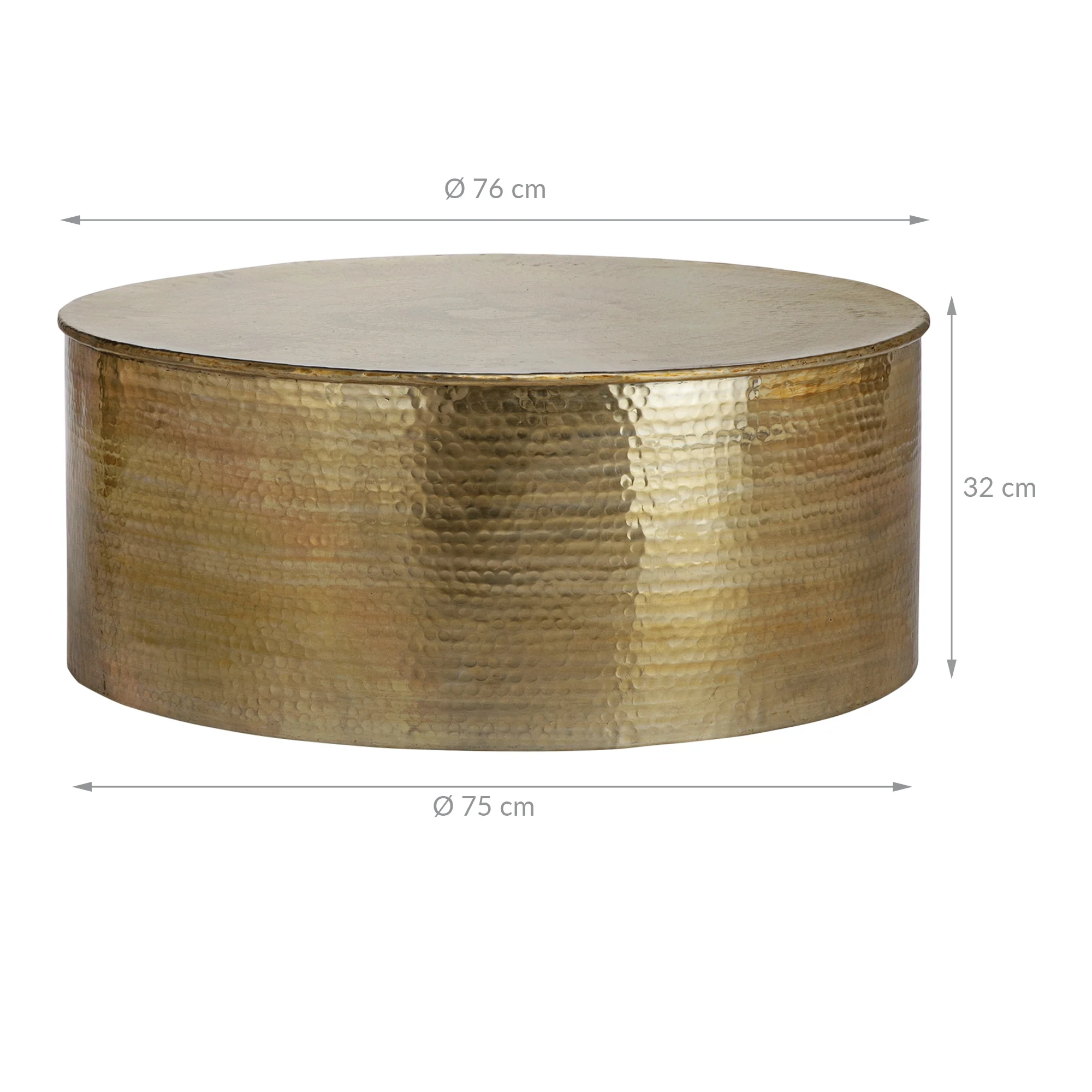 Couchtisch Ø 76x32 cm Gold Aluminium-Legierung in Hammerschlag-Technik WOMO-Design - Image 4