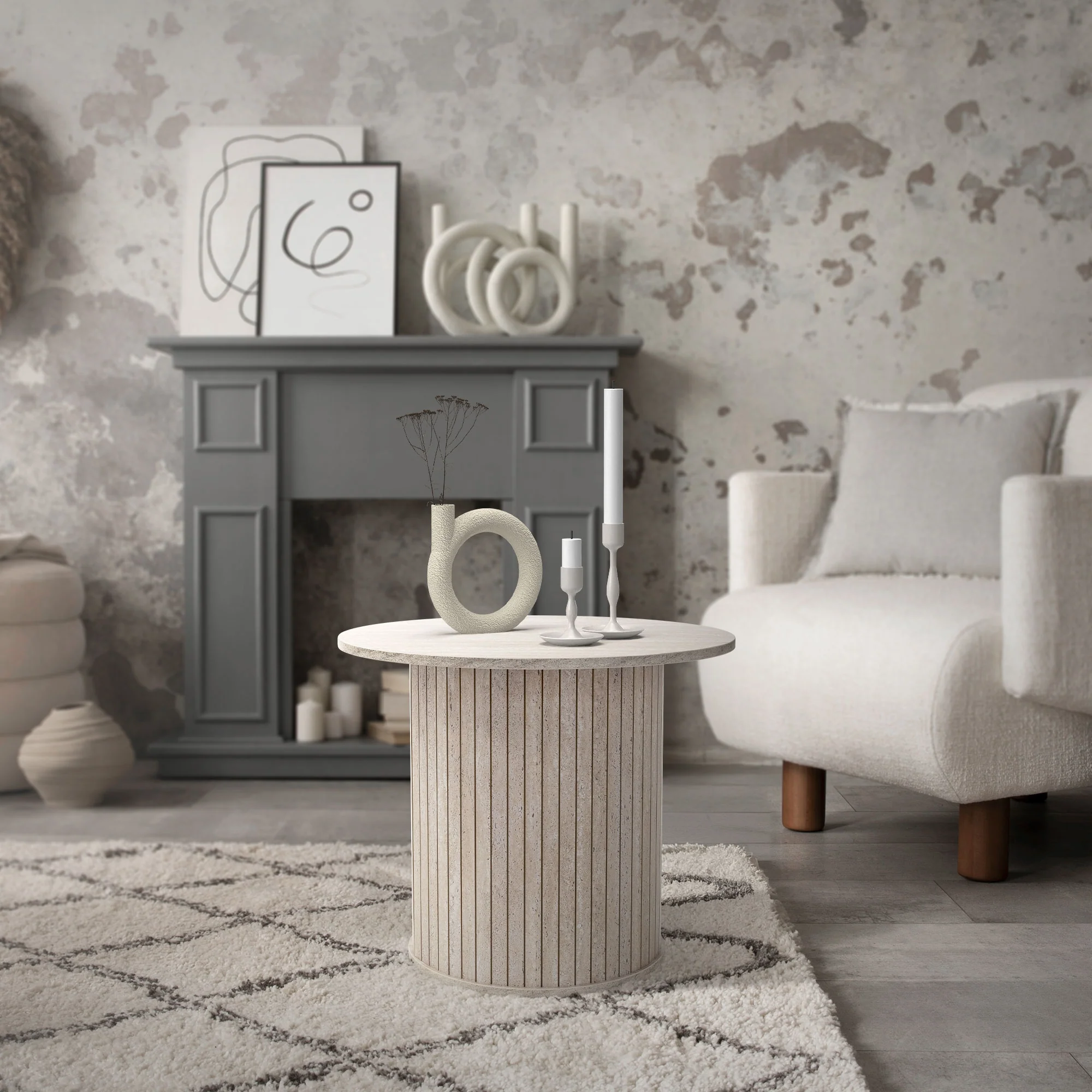 Couchtisch rund mit überstehender Tischplatte, moderner Stil - Image 8
