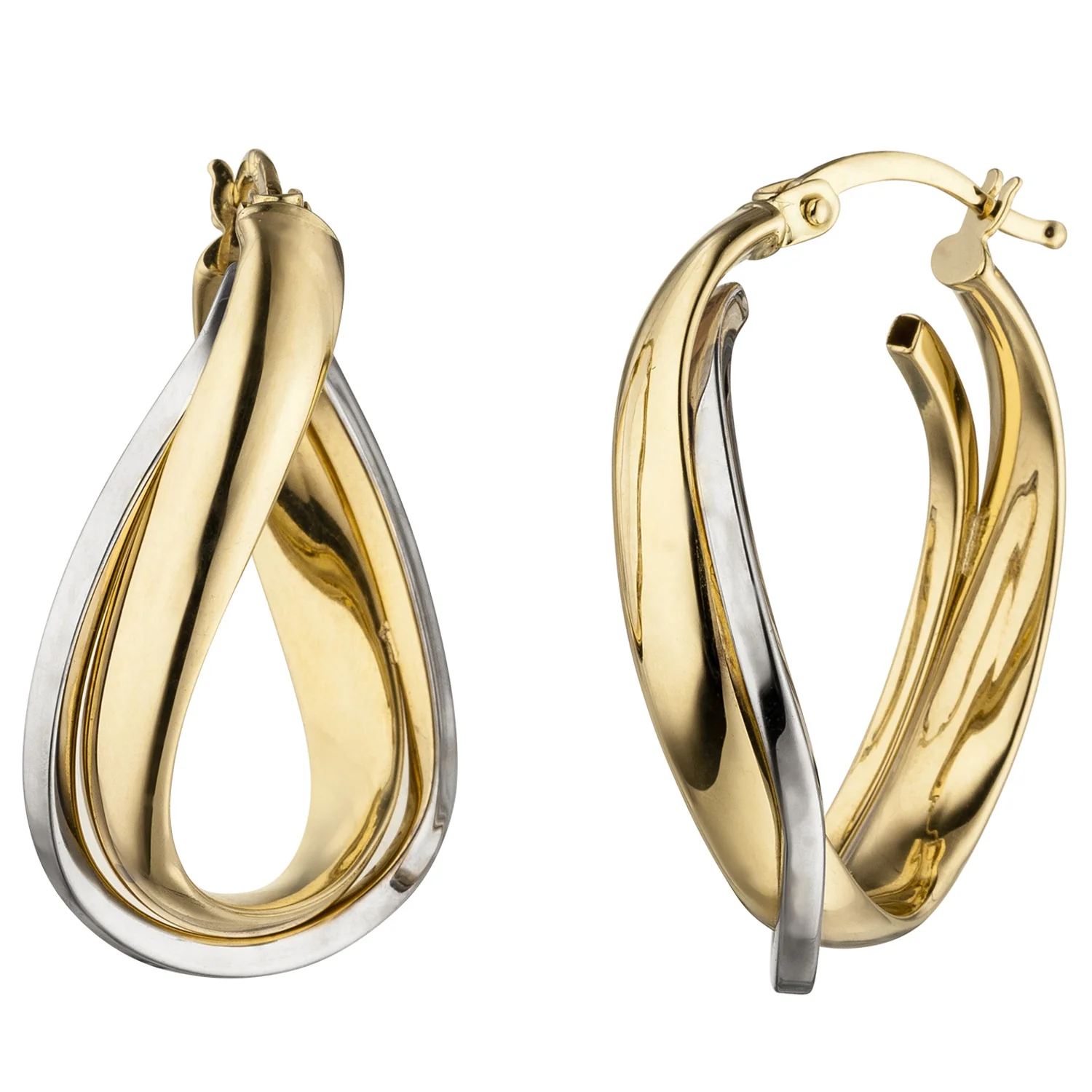 Creolen 585 Gold Gelbgold bicolor Ohrringe Goldohrringe