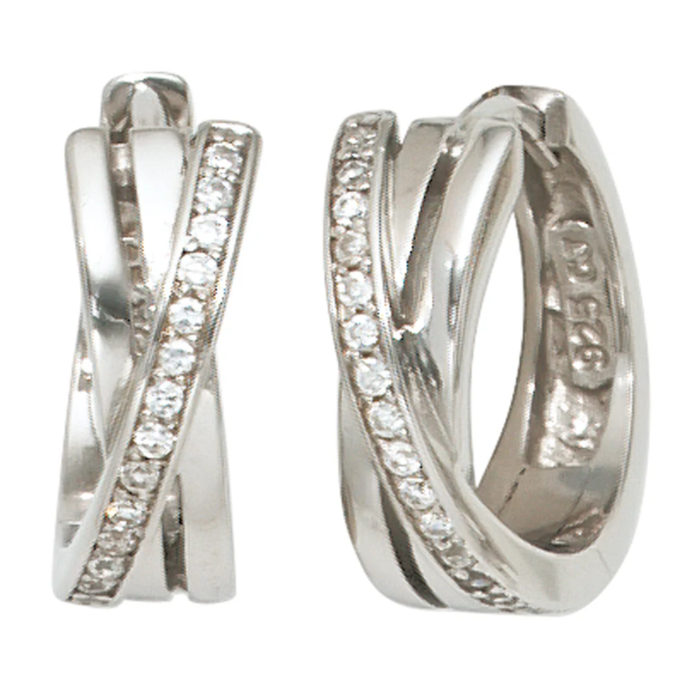 Creolen 925 Sterling Silber mit Zirkonia Ohrringe Silberohrringe Silbercreolen - Image 2