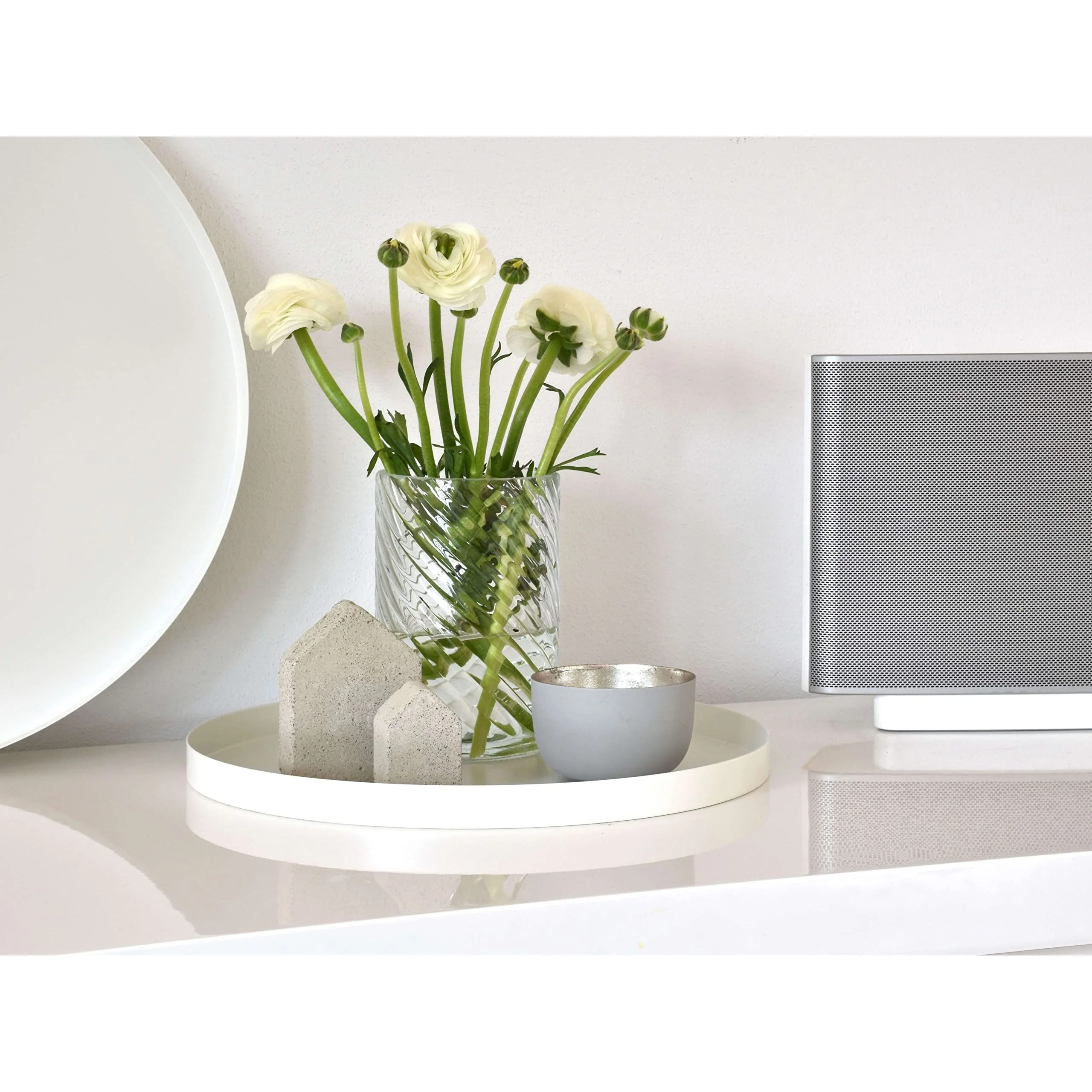 D&D Living® Deko Tablett Rund Ø 30 cm | Design Dekoteller und Dekotablett aus Metall (Weiß - Image 3