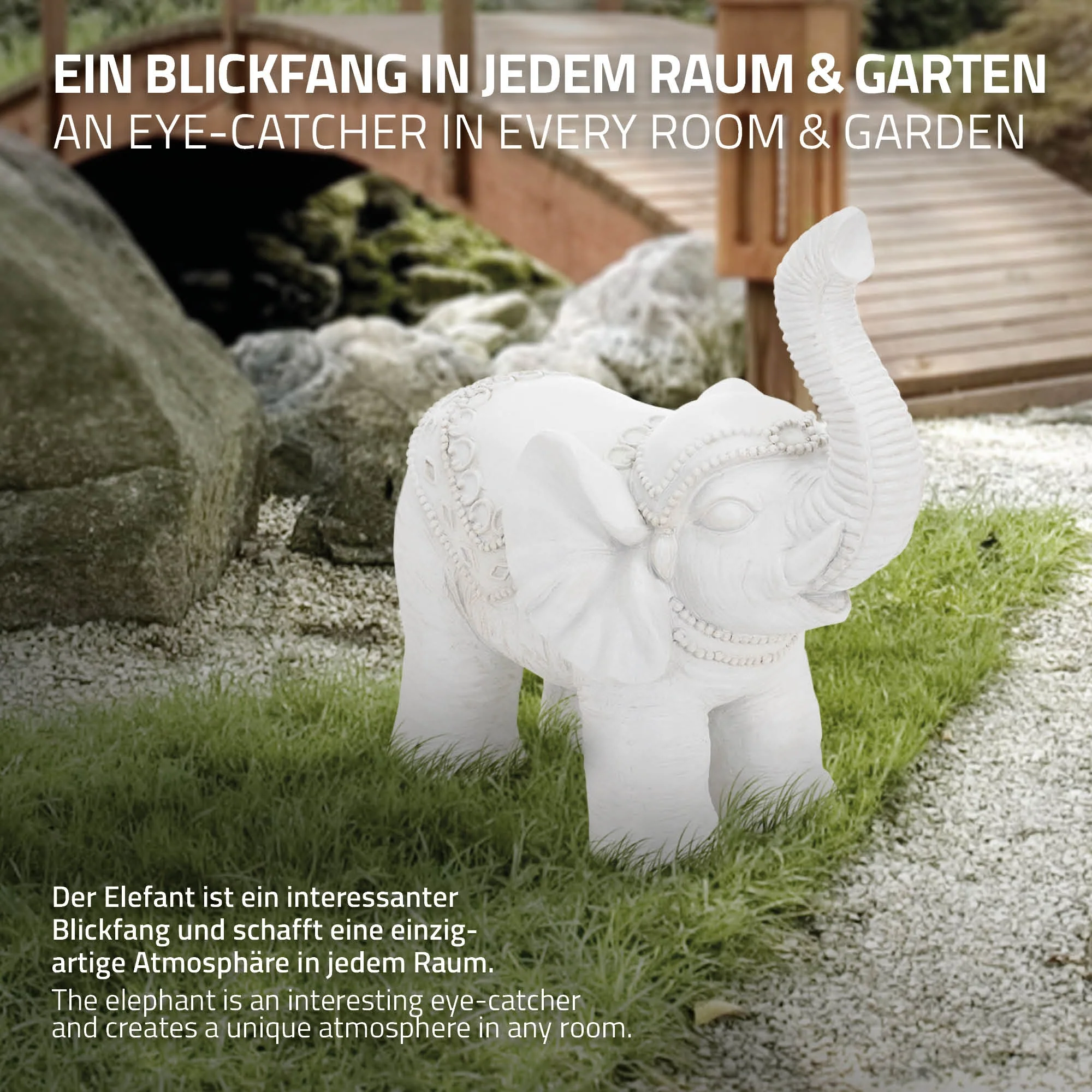 Deko Figur Elefant 36x19x39 cm Weiß von ML-Design - Image 5