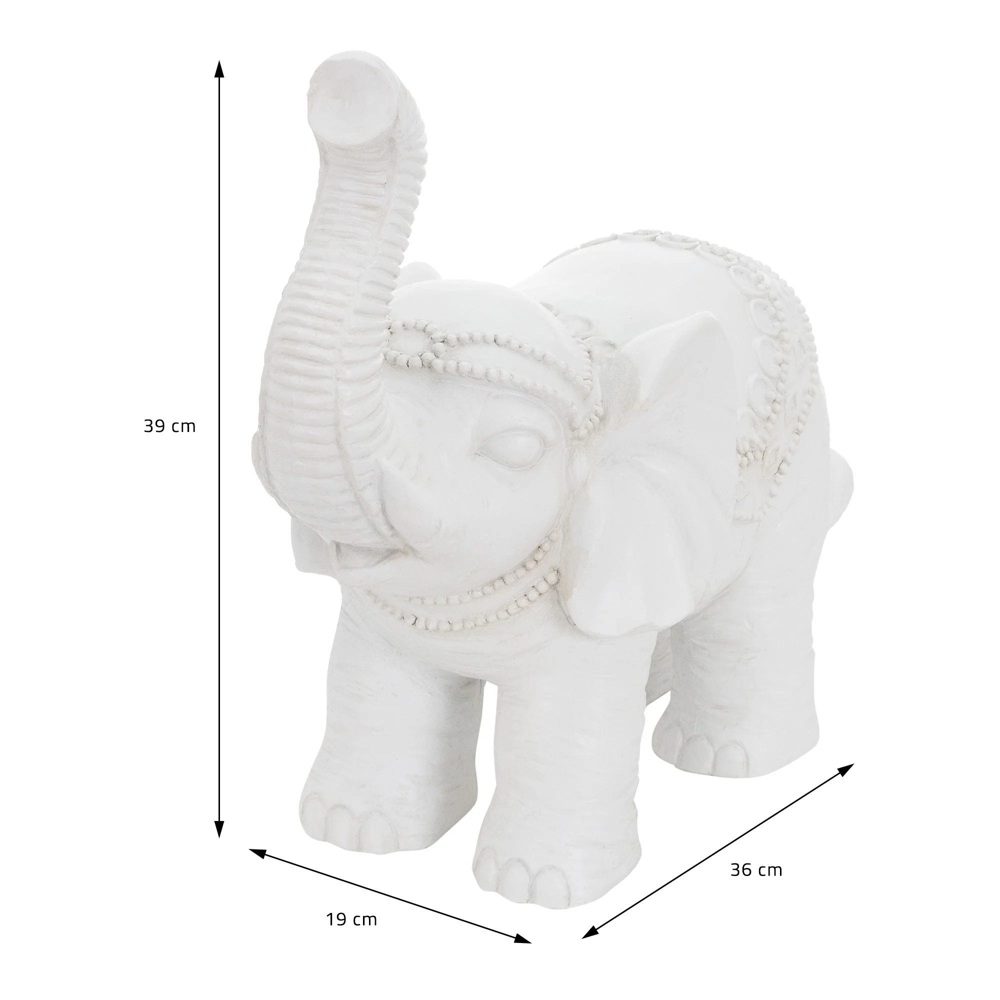 Deko Figur Elefant 36x19x39 cm Weiß von ML-Design - Image 6
