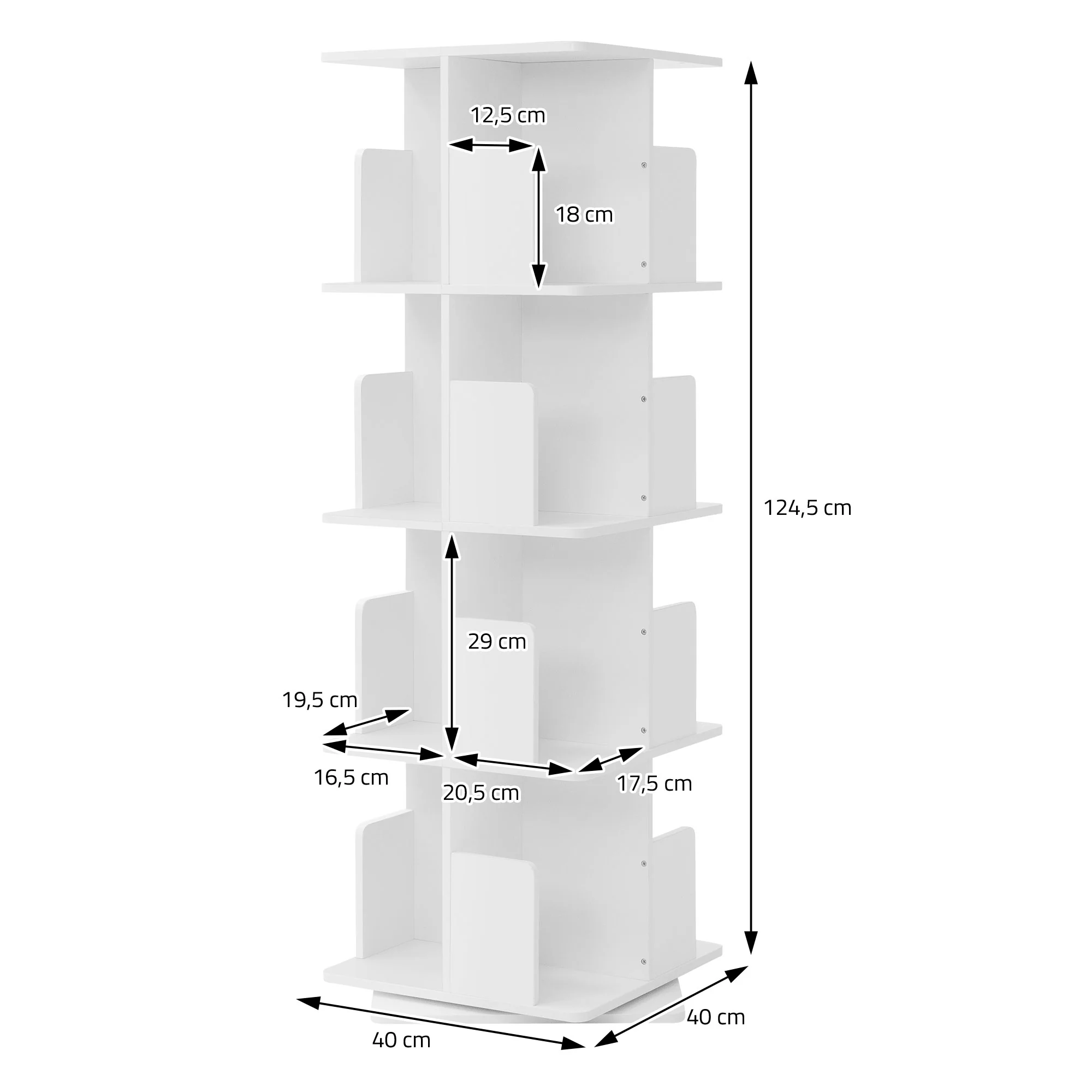 Drehbares Bücherregal Kinder, 12 Fächer, 40x94x40 cm, freistehend, 360 Grad Drehung - Image 22