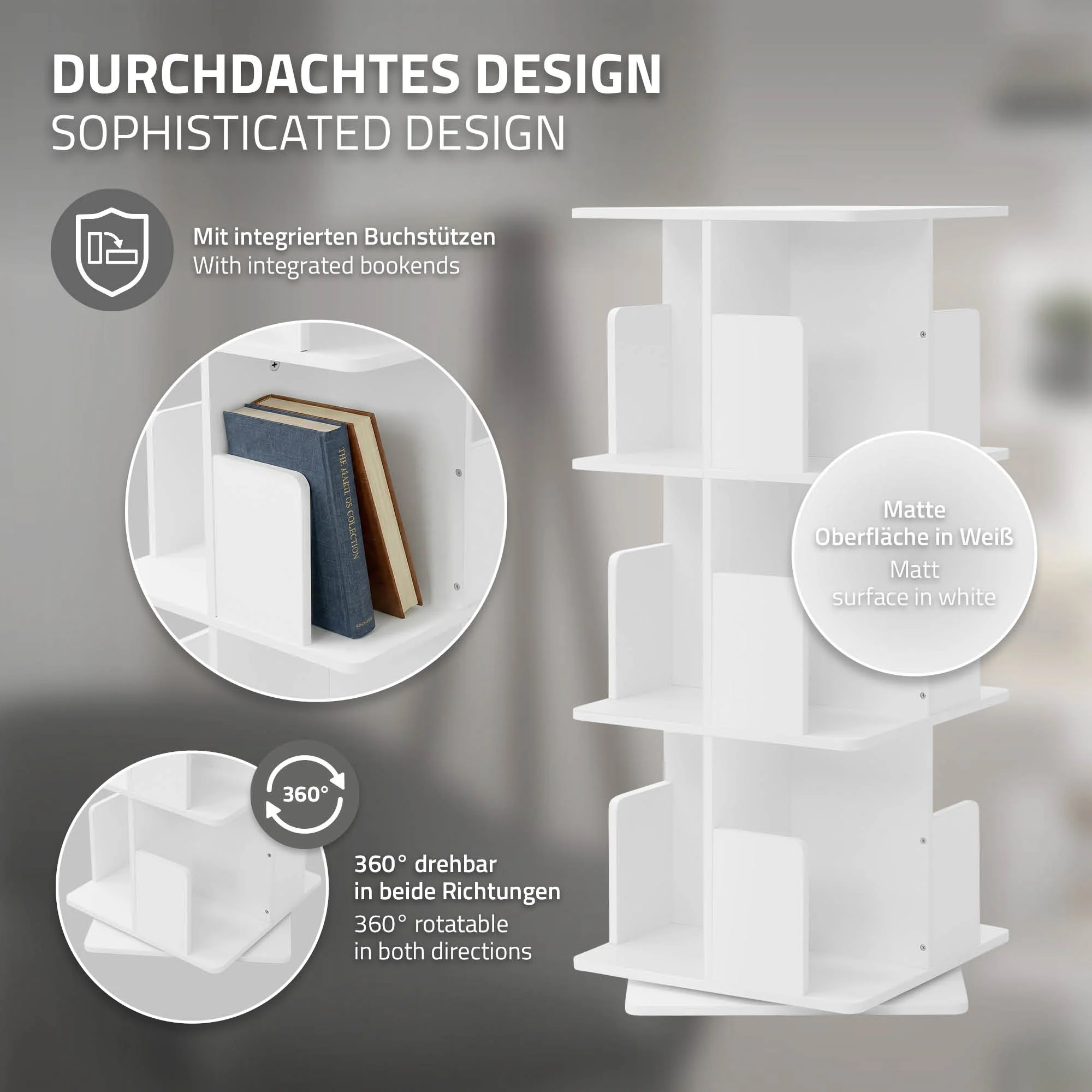 Drehbares Bücherregal Kinder, 12 Fächer, 40x94x40 cm, freistehend, 360 Grad Drehung - Image 28