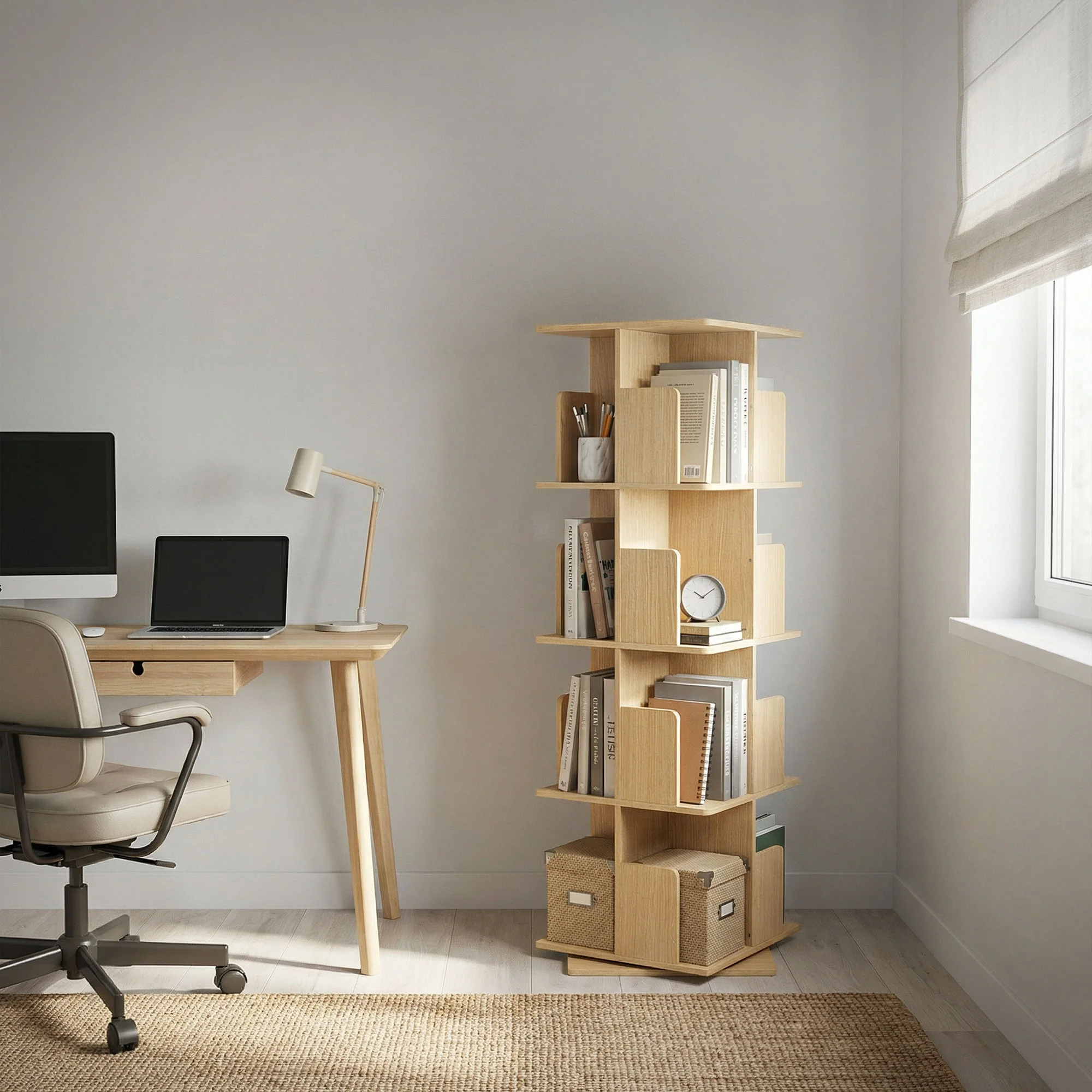 Drehbares Bücherregal Kinder, 12 Fächer, 40x94x40 cm, freistehend, 360 Grad Drehung - Image 34