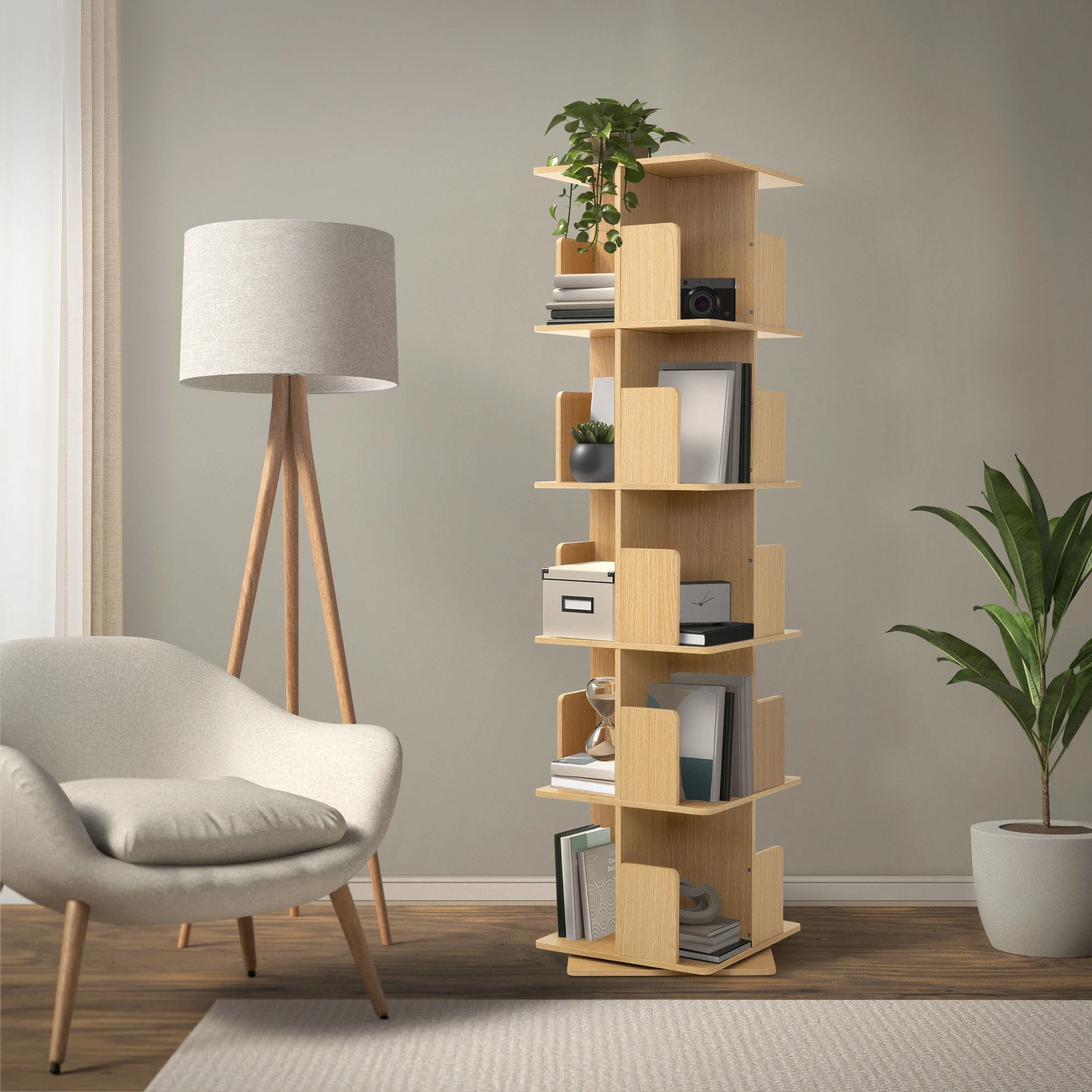 Drehbares Bücherregal Kinder, 12 Fächer, 40x94x40 cm, freistehend, 360 Grad Drehung - Image 42