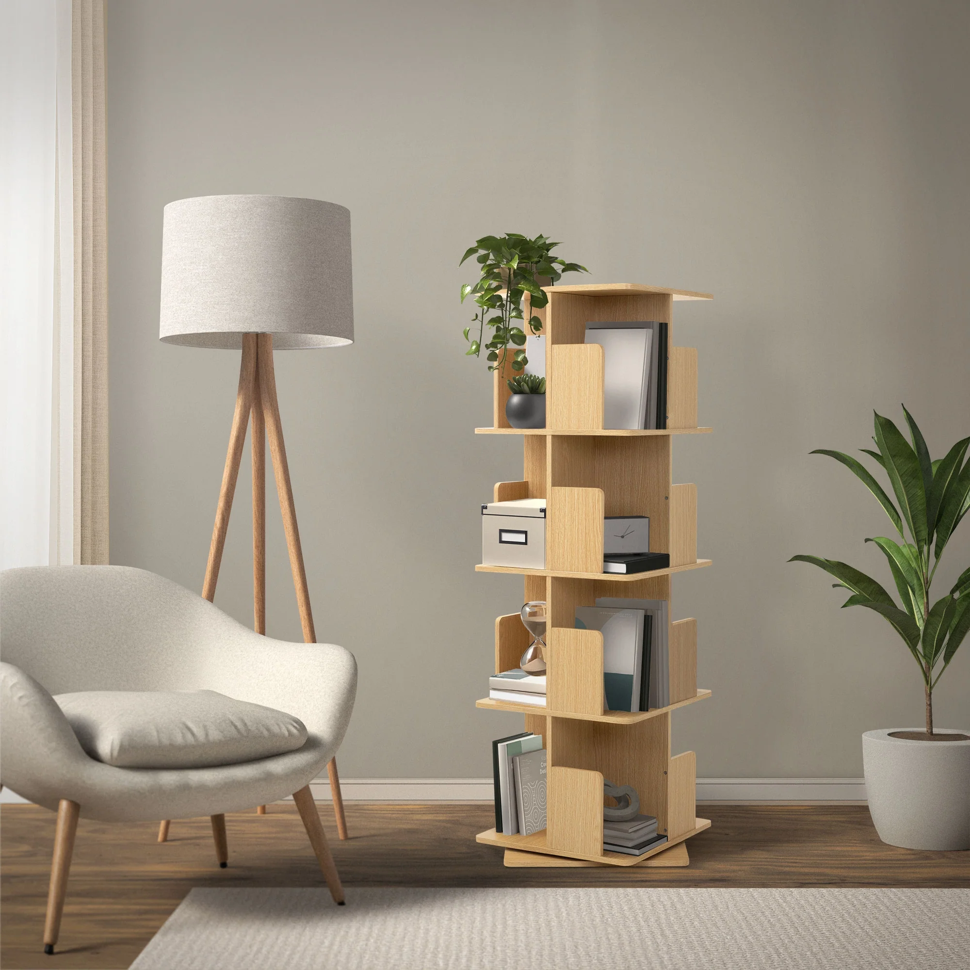 Drehbares Bücherregal Kinder, 12 Fächer, 40x94x40 cm, freistehend, 360 Grad Drehung - Image 49