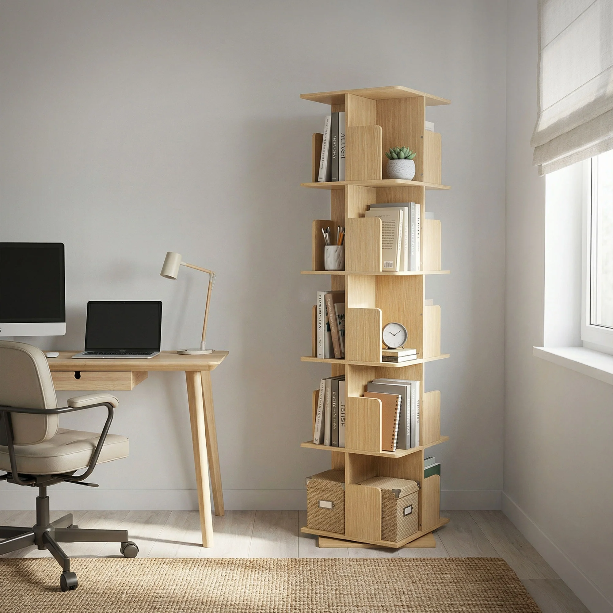 Drehbares Bücherregal Kinder, 12 Fächer, 40x94x40 cm, freistehend, 360 Grad Drehung - Image 53
