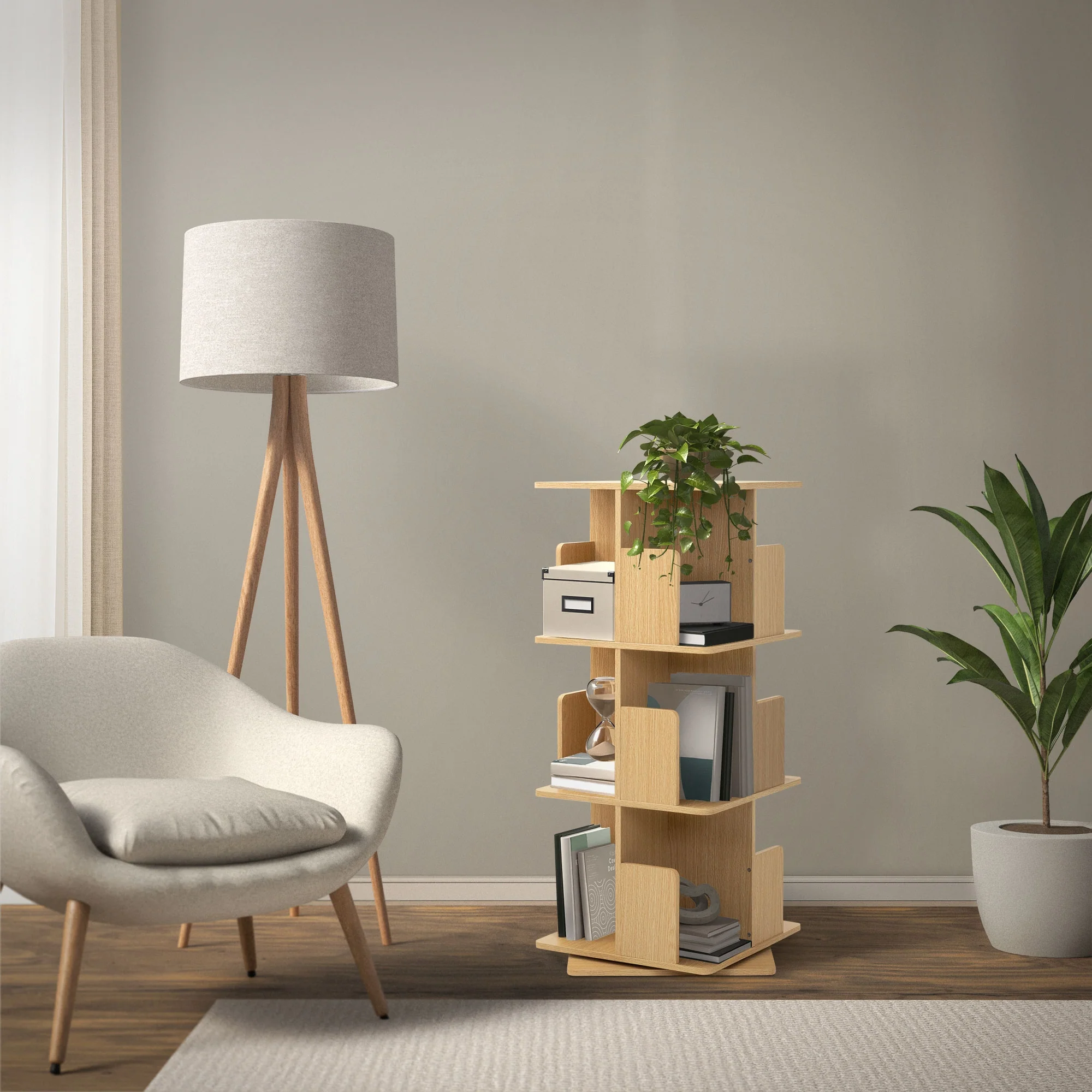 Drehbares Bücherregal Kinder, 12 Fächer, 40x94x40 cm, freistehend, 360 Grad Drehung - Image 7