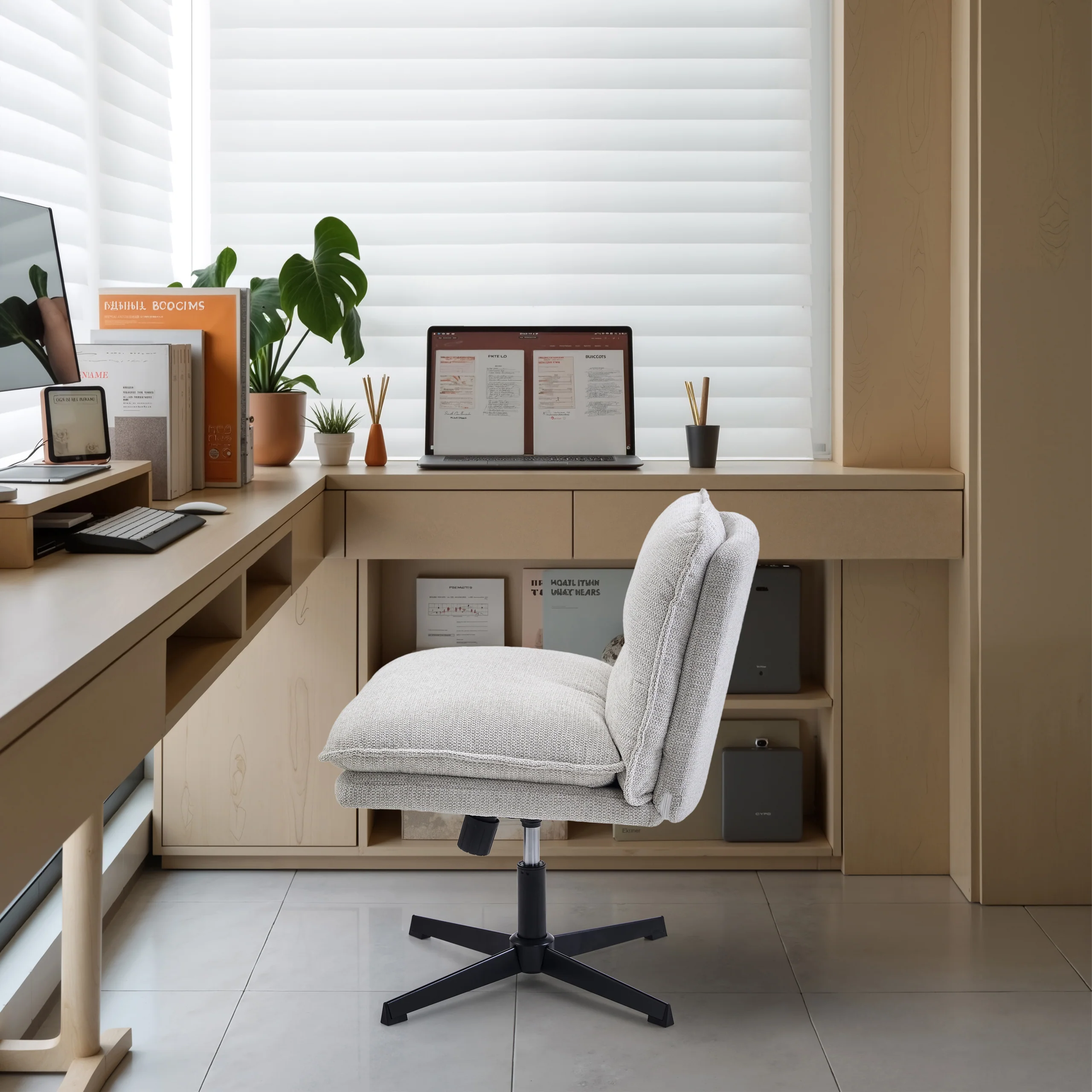 Drehstuhl Schneidersitz / Loungesessel Criss Cross 20 Stoff hellgrau hjh LIVING - Image 10