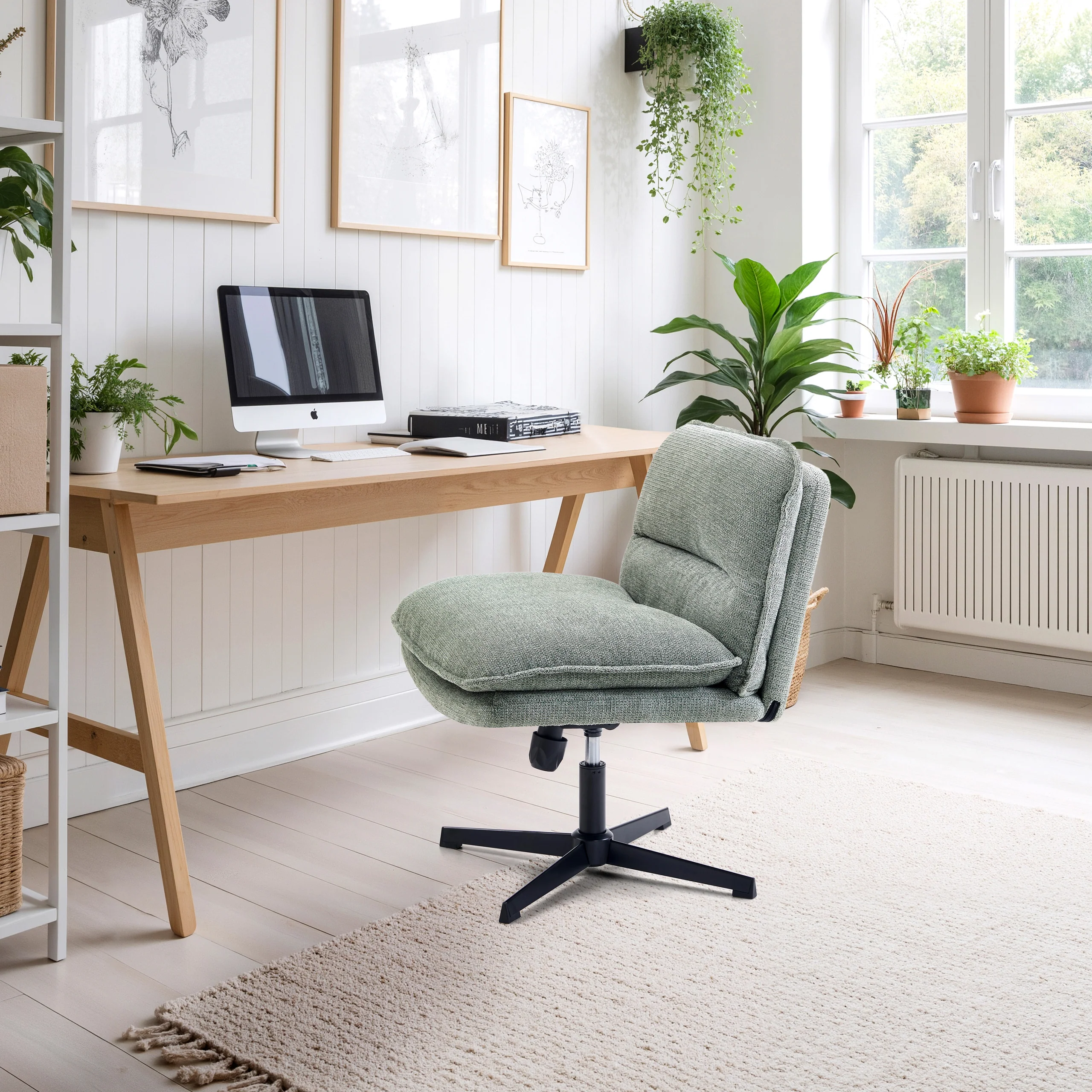 Drehstuhl Schneidersitz / Loungesessel Criss Cross 20 Stoff hellgrau hjh LIVING - Image 21