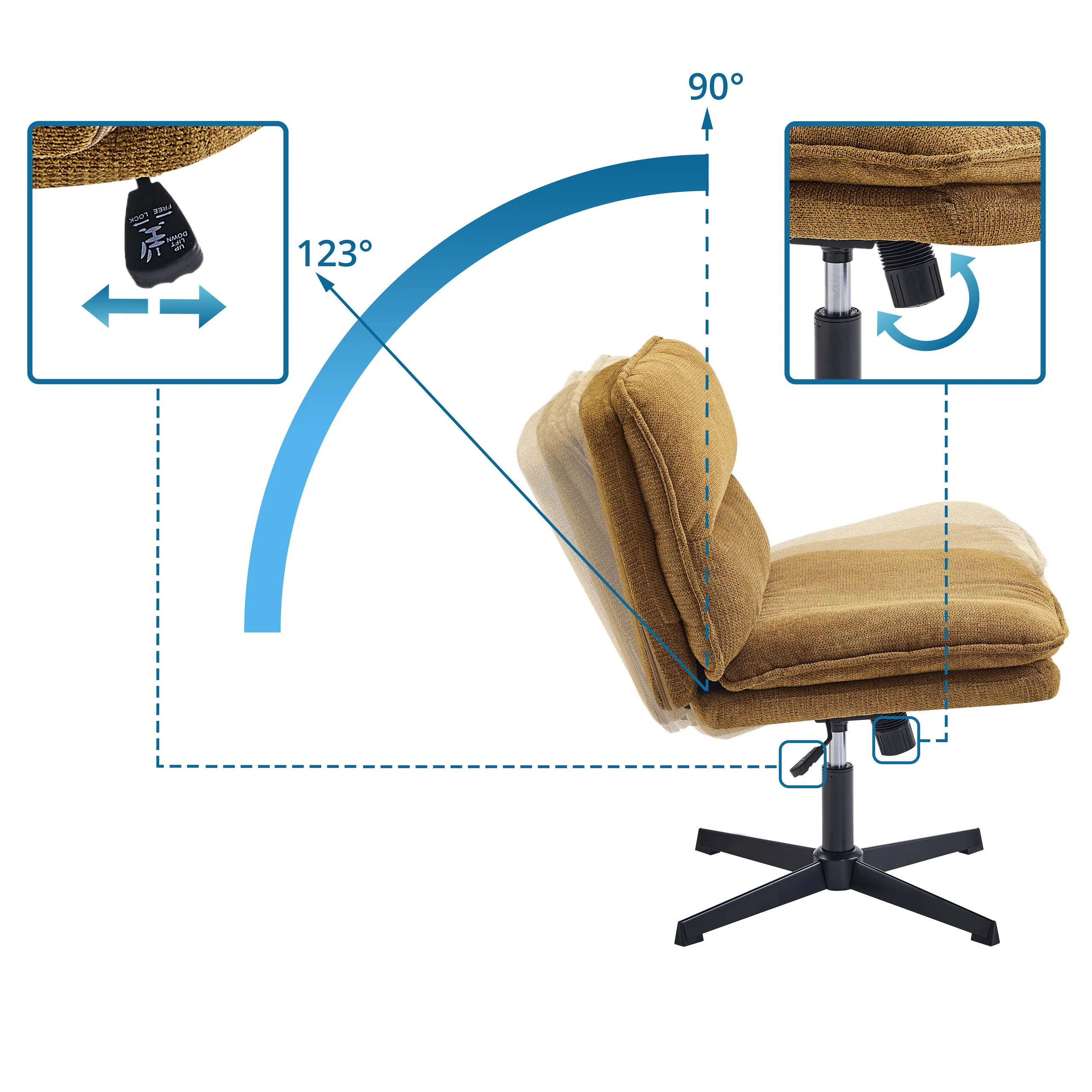 Drehstuhl Schneidersitz / Loungesessel Criss Cross 20 Stoff hellgrau hjh LIVING - Image 34