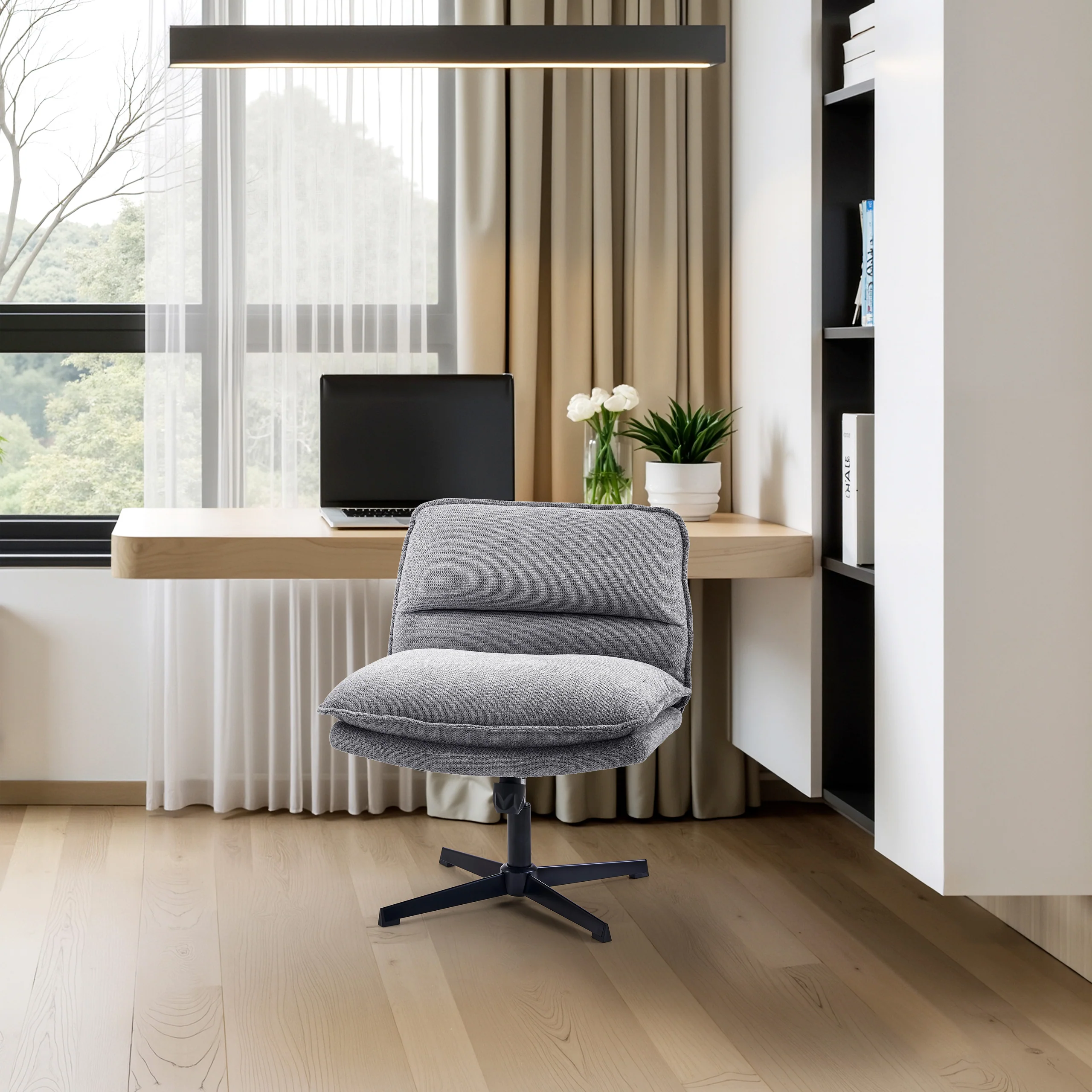 Drehstuhl Schneidersitz / Loungesessel Criss Cross 20 Stoff hellgrau hjh LIVING - Image 41