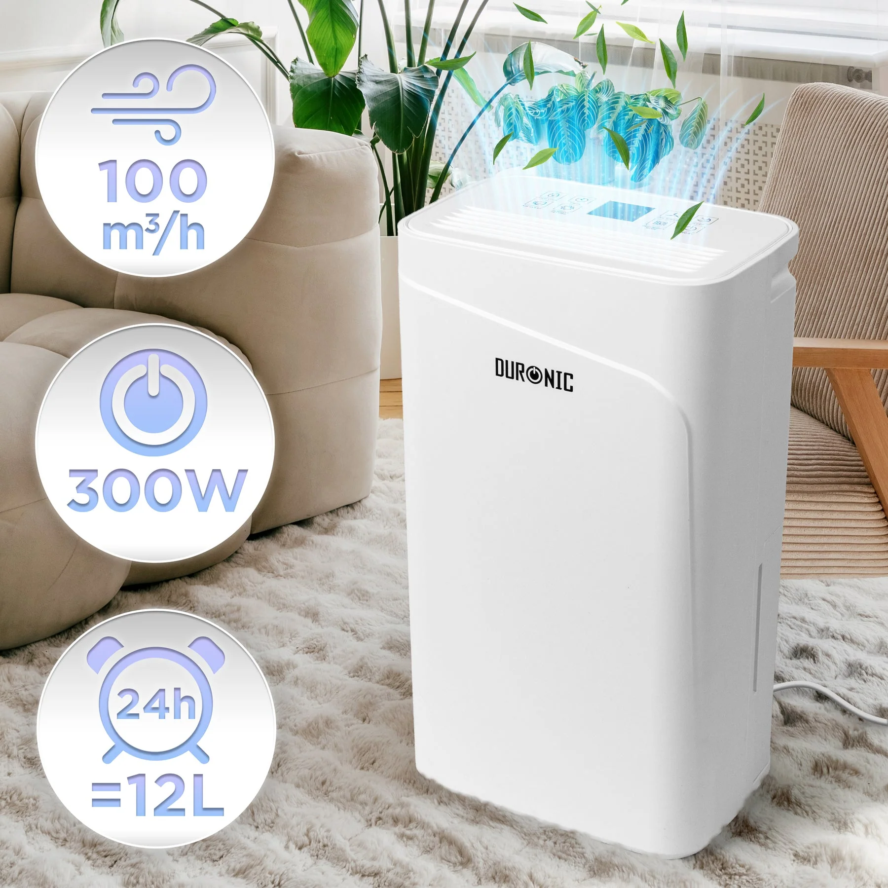 Duronic DH121 Luftentfeuchter, leise, 2100 ml Tank, für Räume bis 25 m² gegen Feuchte & Schimmel - Image 3