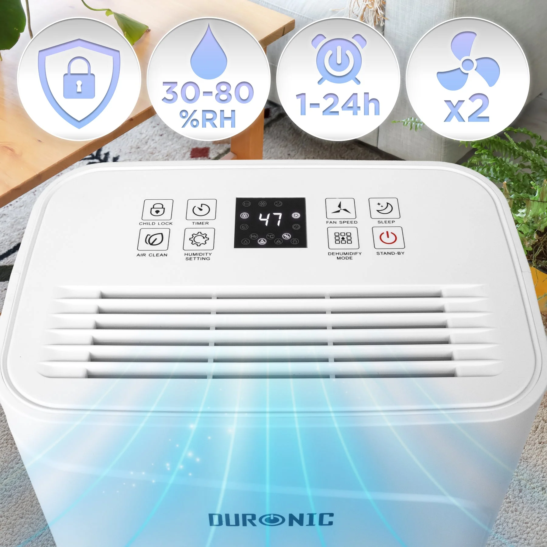 Duronic DH121 Luftentfeuchter, leise, 2100 ml Tank, für Räume bis 25 m² gegen Feuchte & Schimmel - Image 4