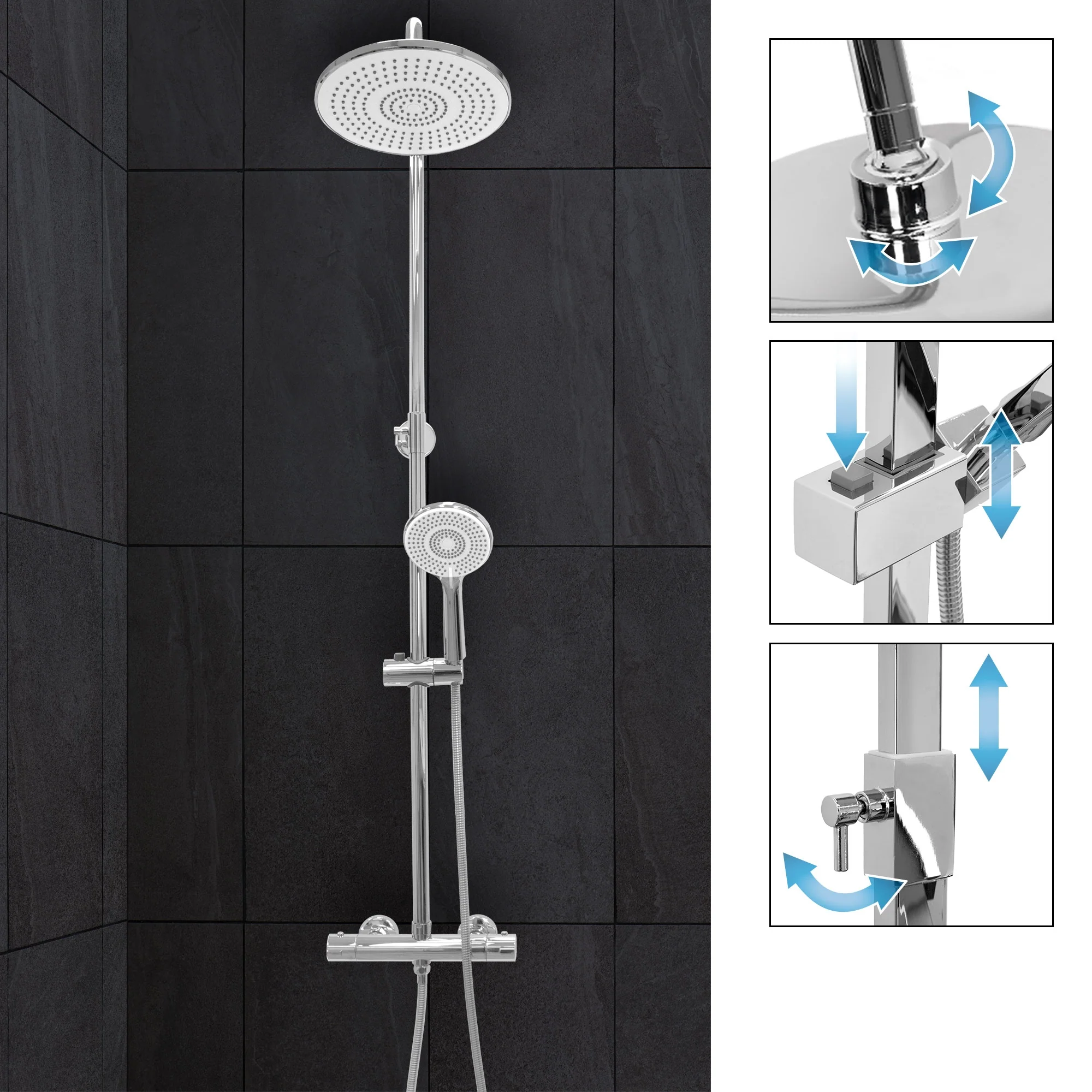 Duschsystem mit Thermostat Silber aus Edelstahl - Image 2