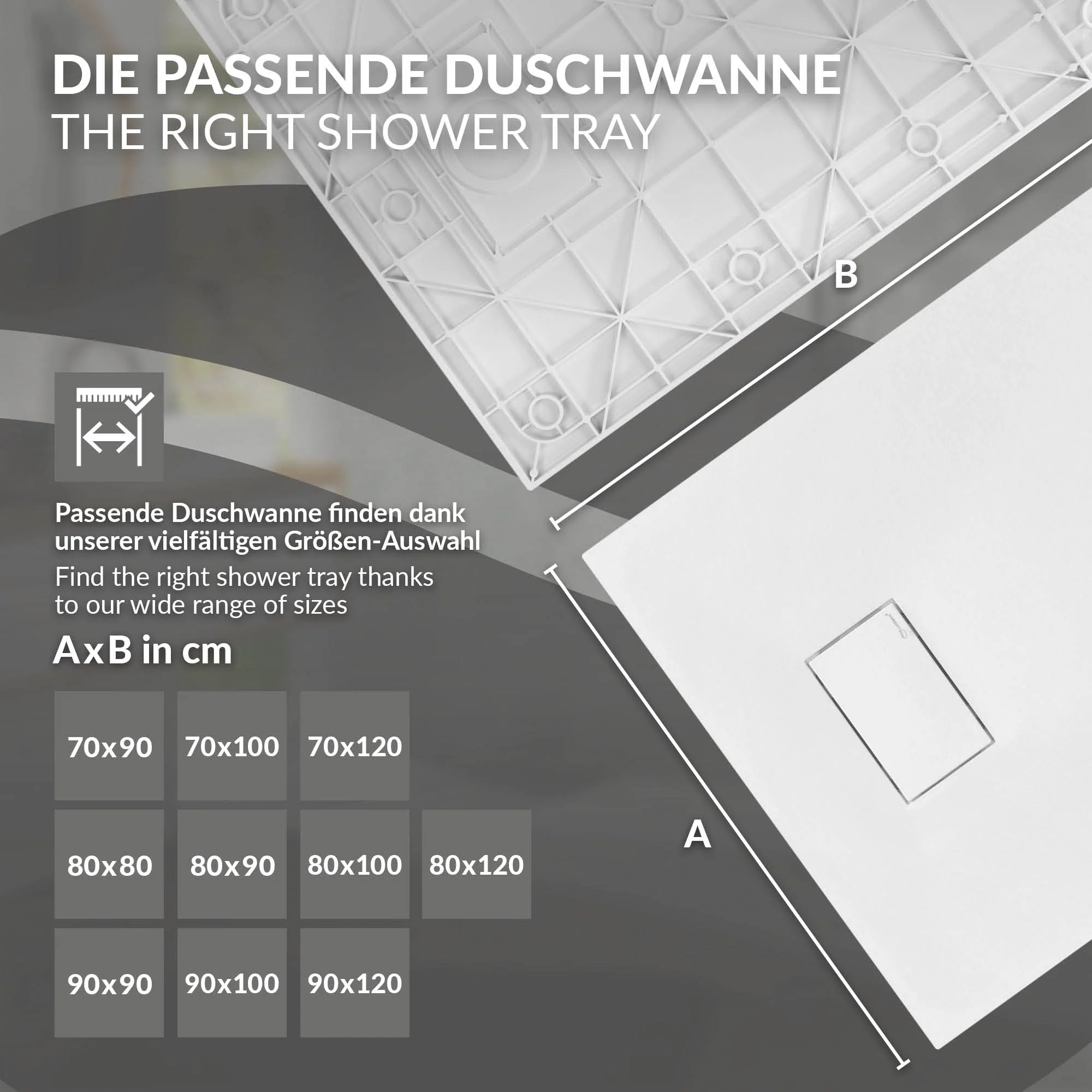 Duschwanne, Extra flache und robuste SMC, Höhe 30 mm, Anti-Rutsch-Oberfläche, Schieferoptik - Image 62
