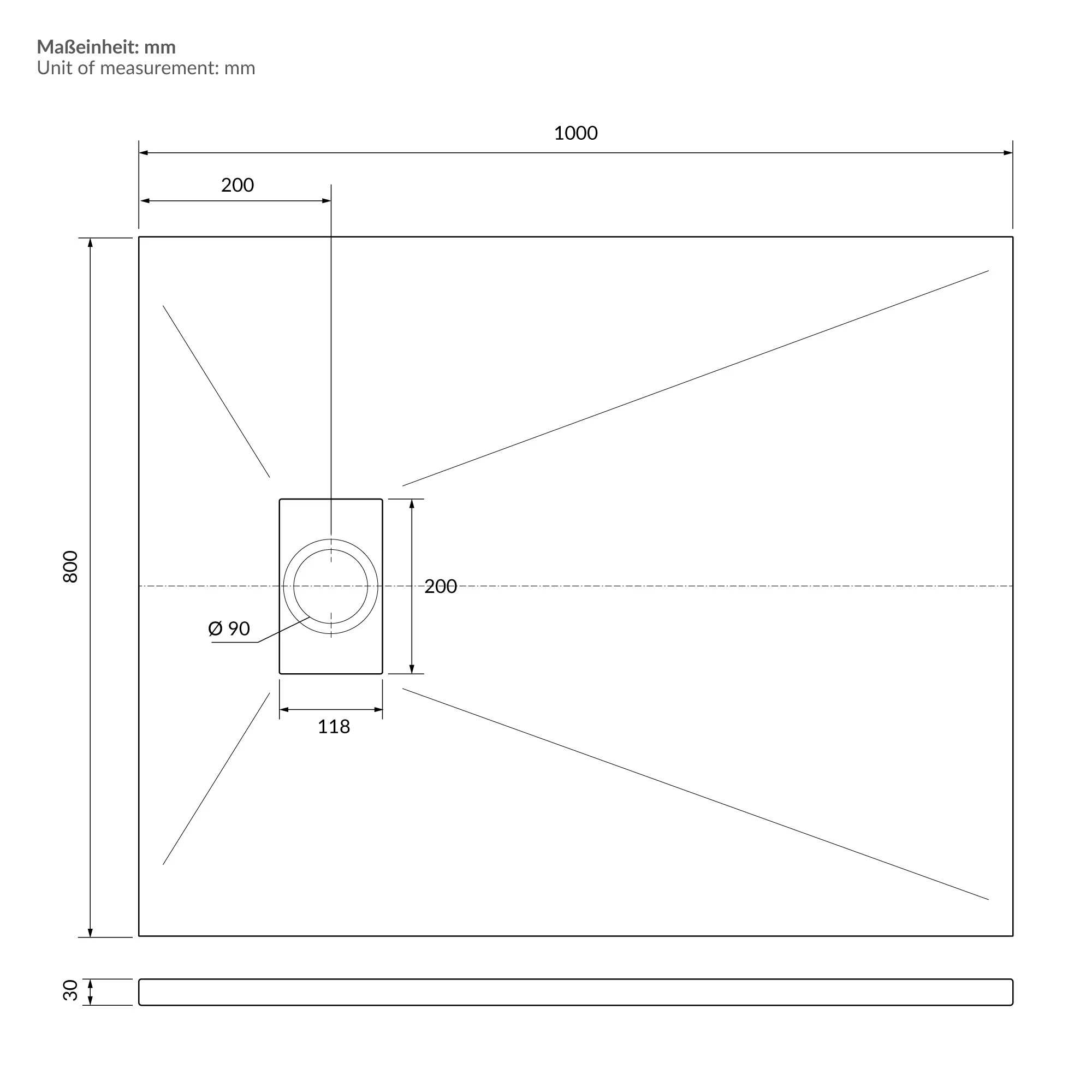 Duschwanne mit Ablaufgarnitur, Extra flache und robuste SMC, H:30 mm, Rutschfest, Schieferoptik - Image 116
