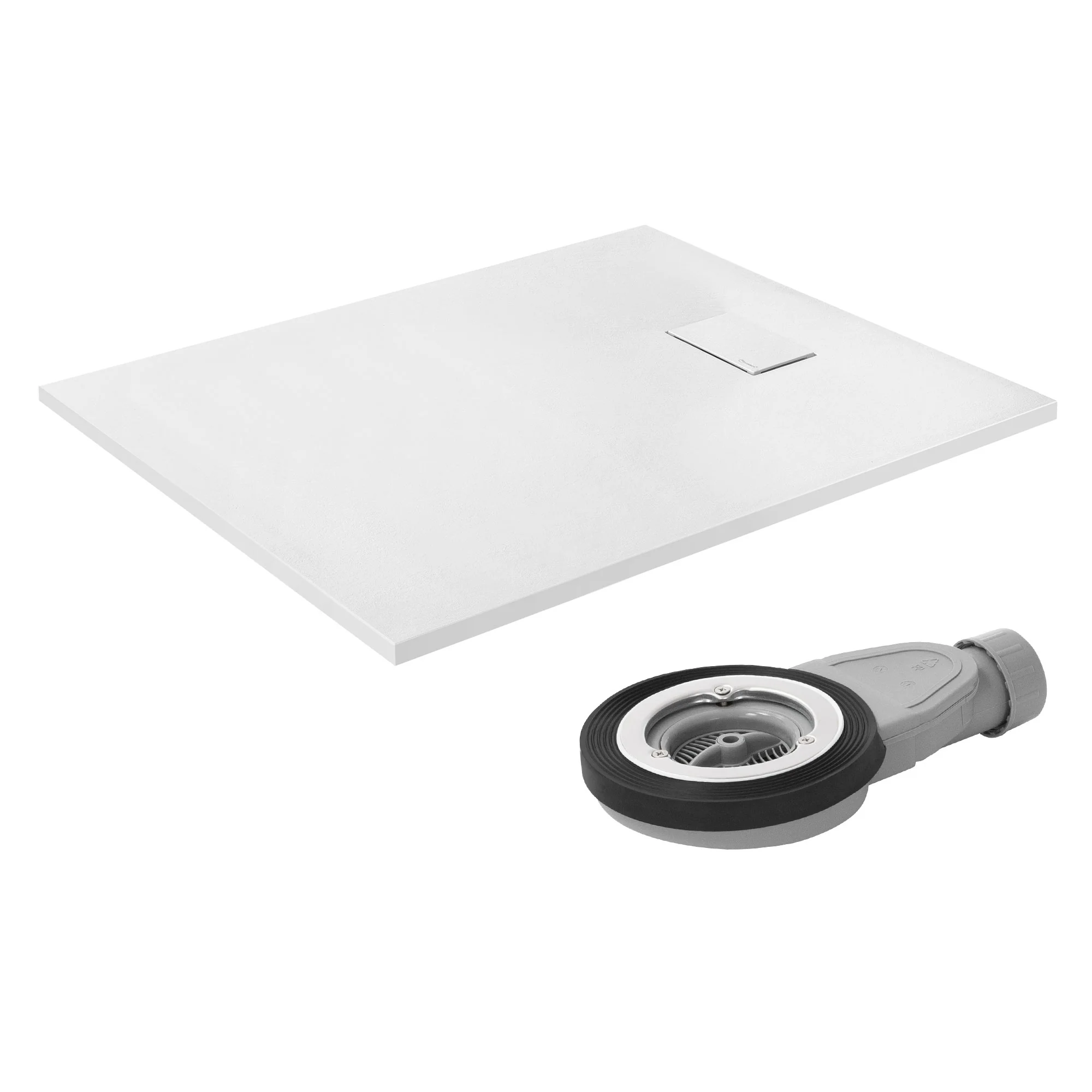 Duschwanne mit Ablaufgarnitur, Extra flache und robuste SMC, H:30 mm, Rutschfest, Schieferoptik - Image 2