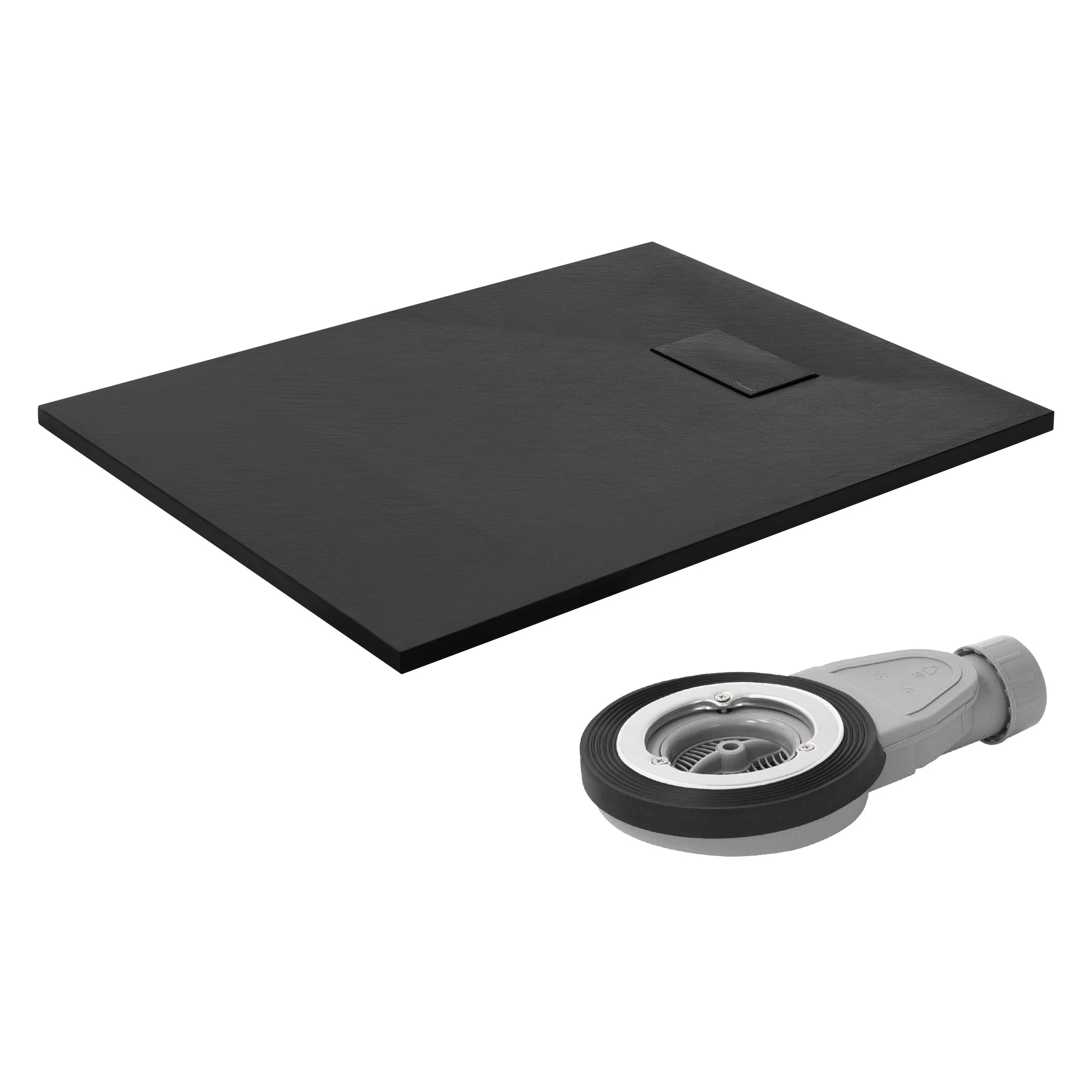 Duschwanne mit Ablaufgarnitur, Extra flache und robuste SMC, H:30 mm, Rutschfest, Schieferoptik - Image 20