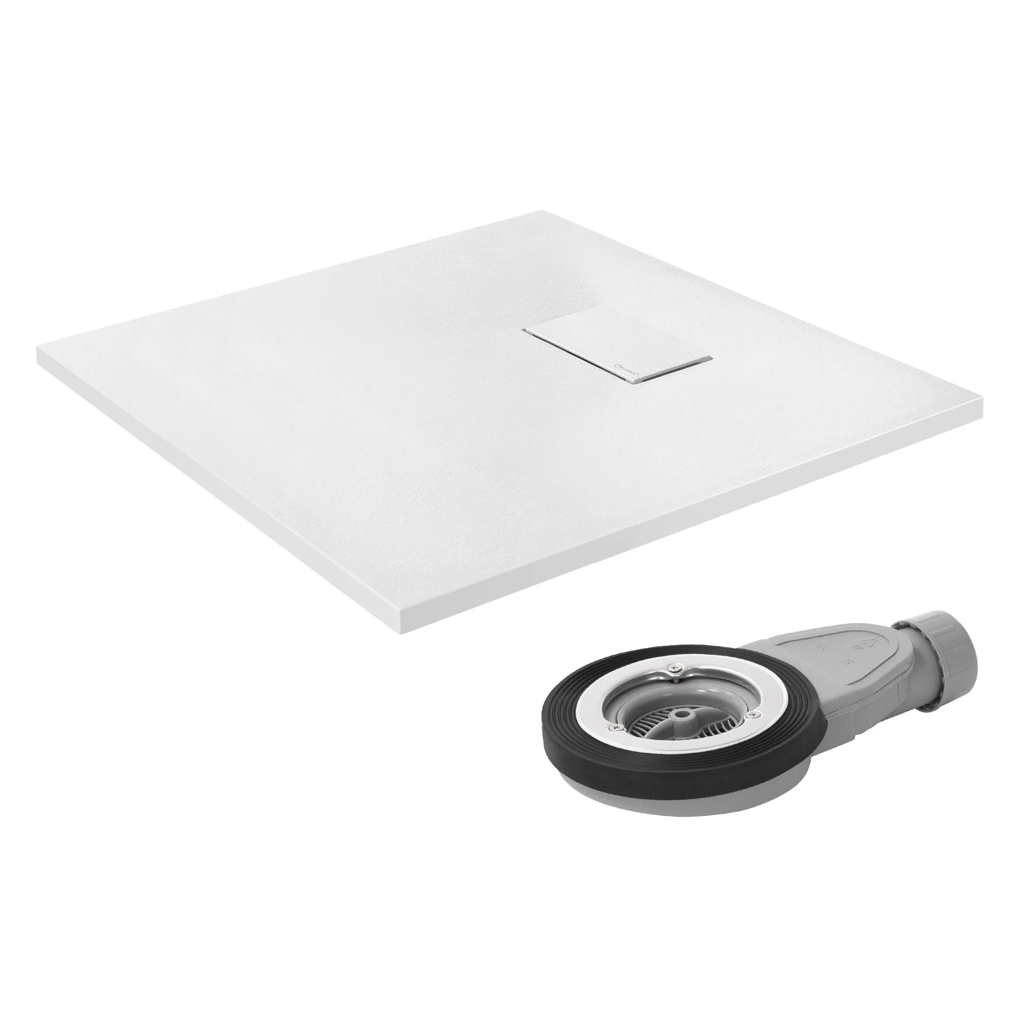 Duschwanne mit Ablaufgarnitur, Extra flache und robuste SMC, H:30 mm, Rutschfest, Schieferoptik - Image 6