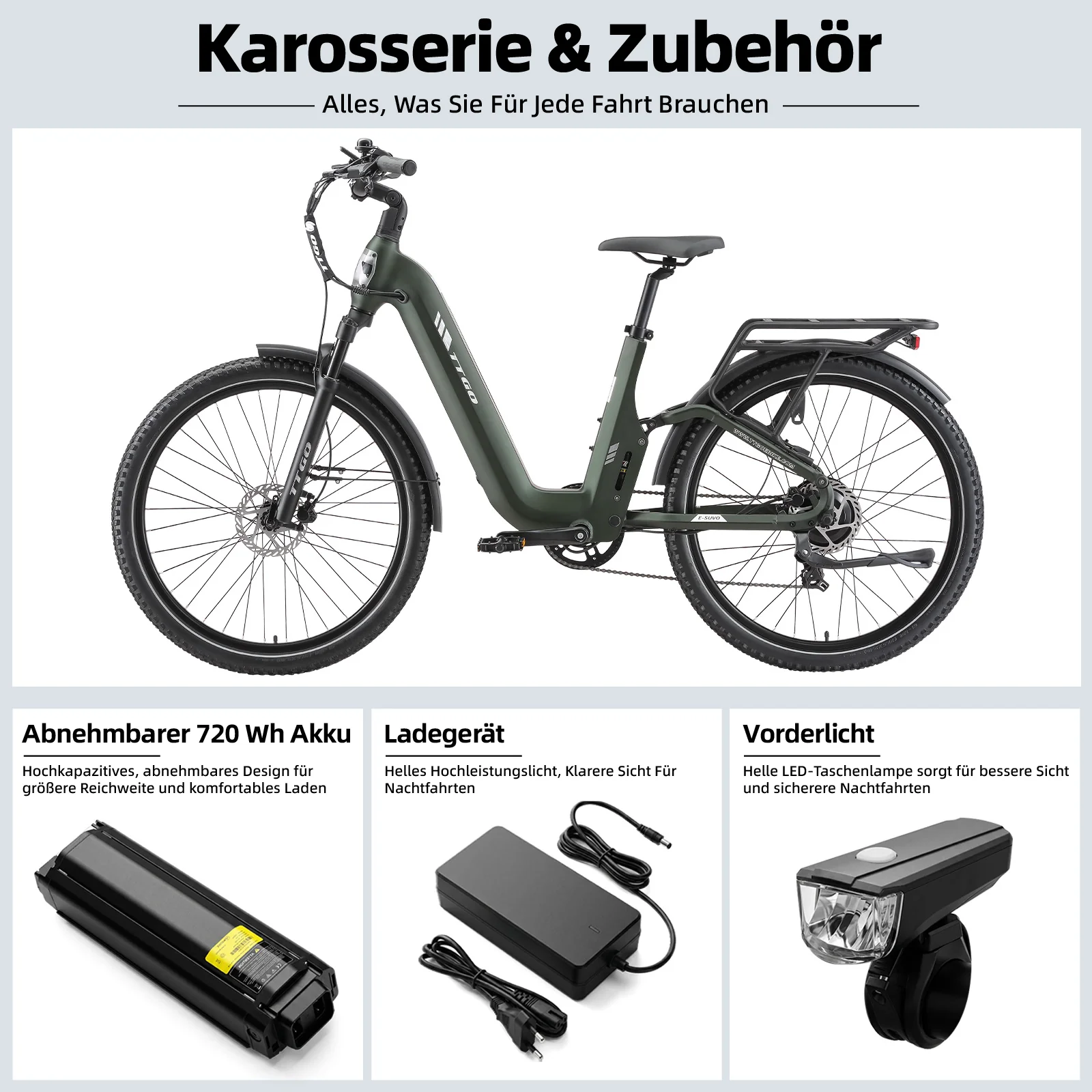 E-SUVO 27,5" 48V 250W Hinterradmotor 70Nm 48V15Ah Akku 100-120km Reichweite E-Bike mit Vollfederung - Image 16
