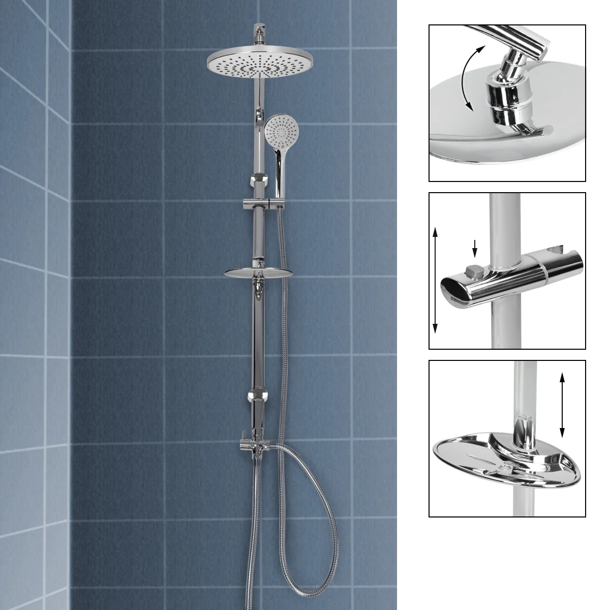 Edelstahl Duschsystem Ovales Design Hellgrau mit Anti-Kalk Düsen - Image 2