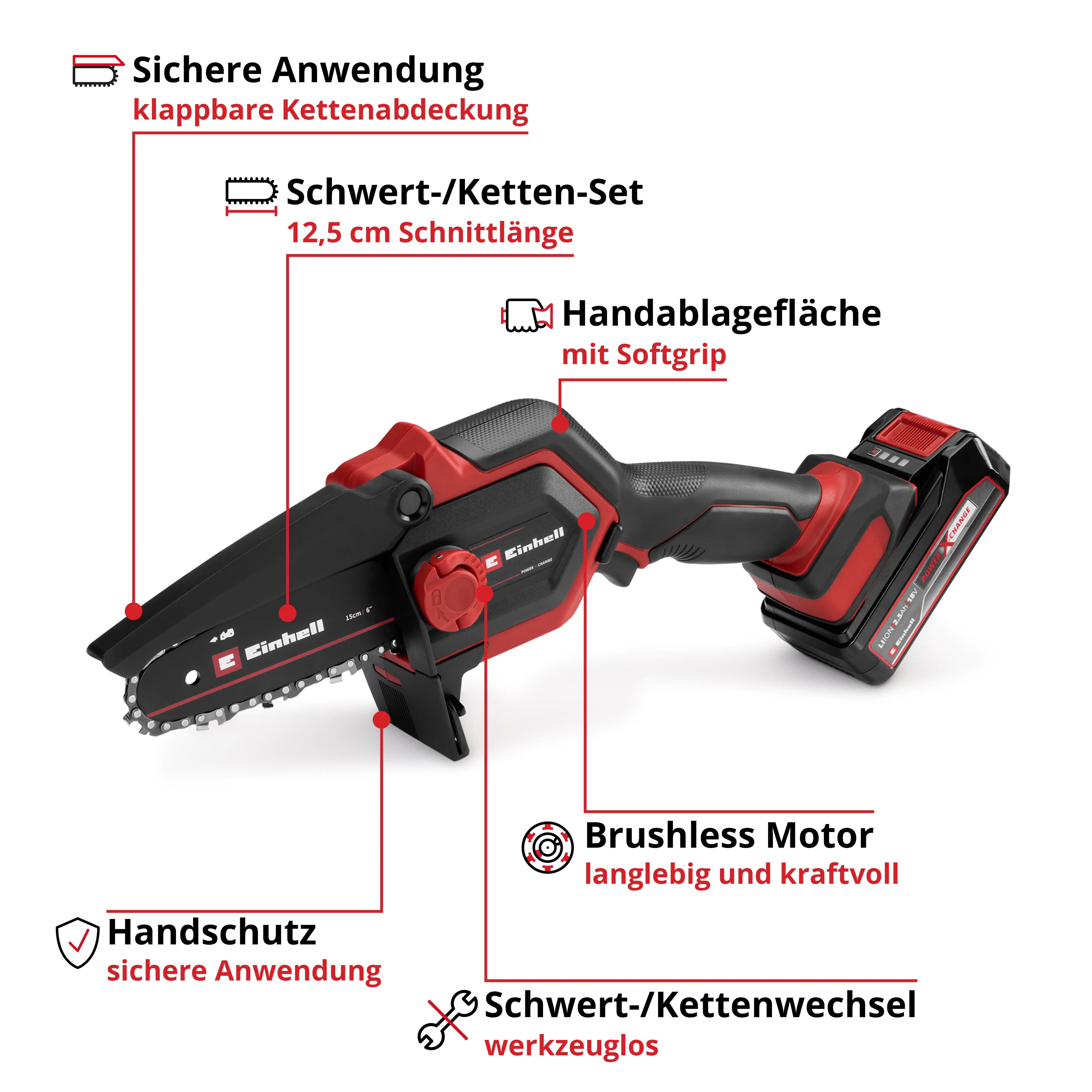 Einhell Akku-Astkettensäge GE-PS 18/15 Li Bag Kit - Image 5