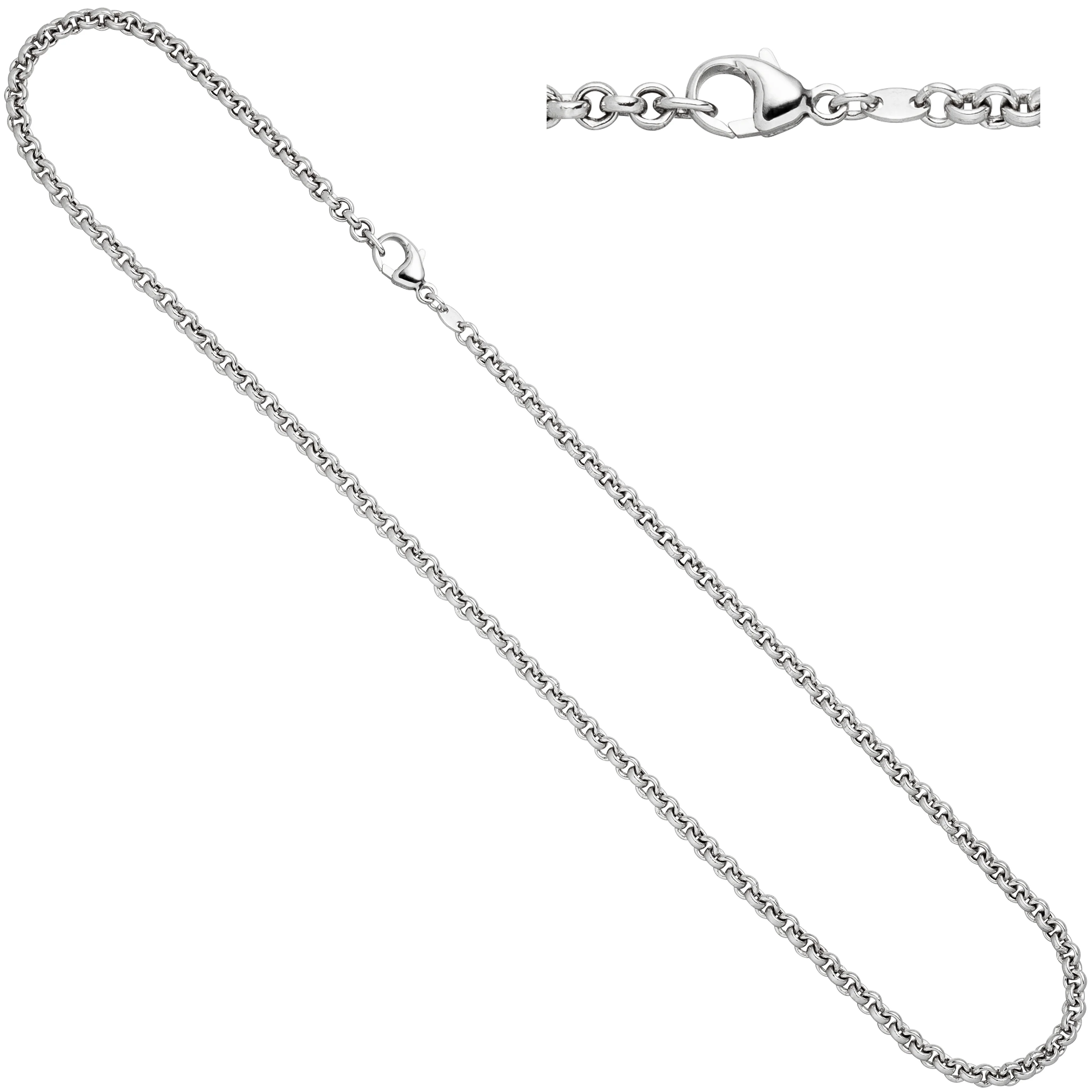 Erbskette 585 Weißgold 3 mm 42 cm Gold Kette Halskette Weißgoldkette Karabiner