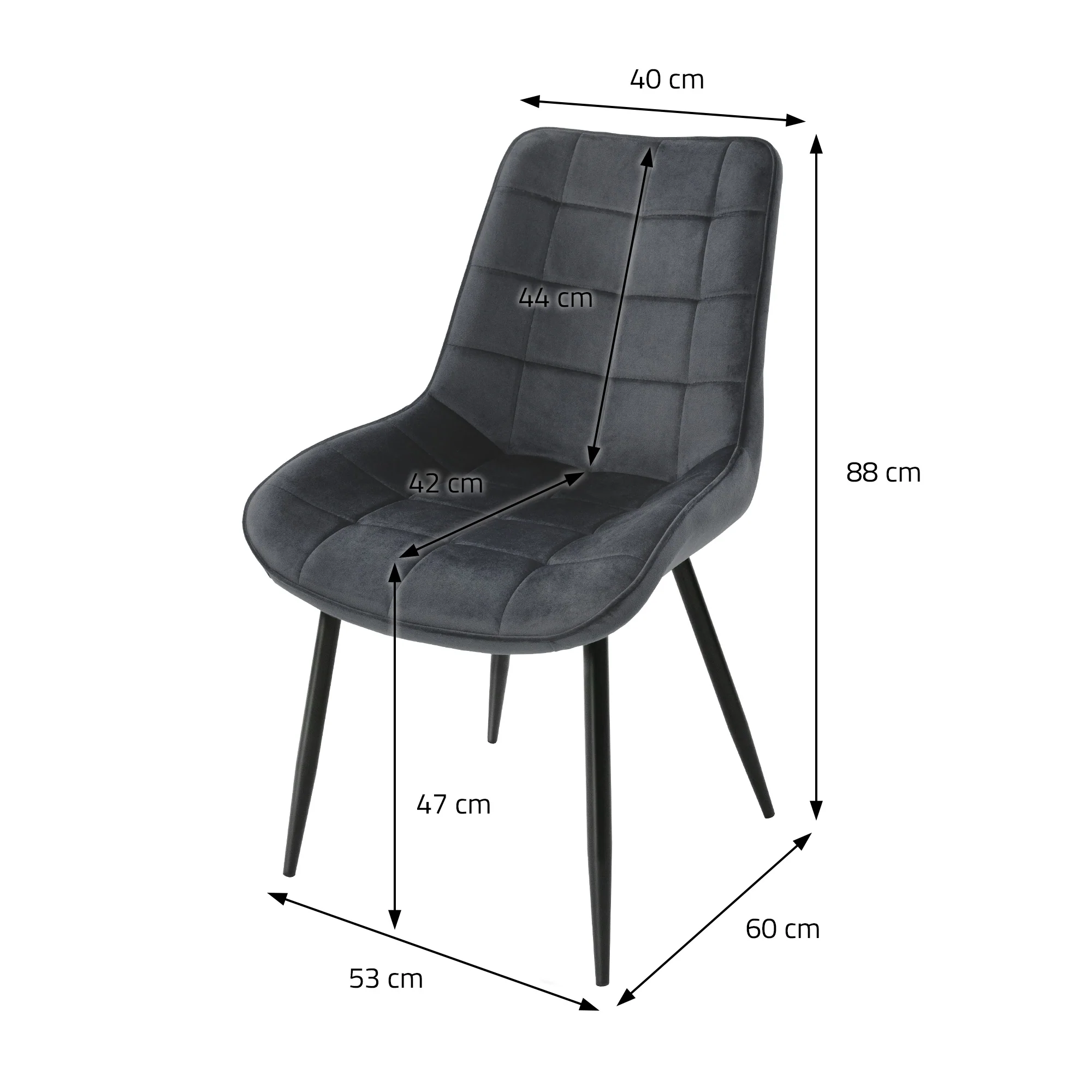 Esszimmerstuhl 2er Set Samtbezug mit Metallbeinen ML-Design - Image 11