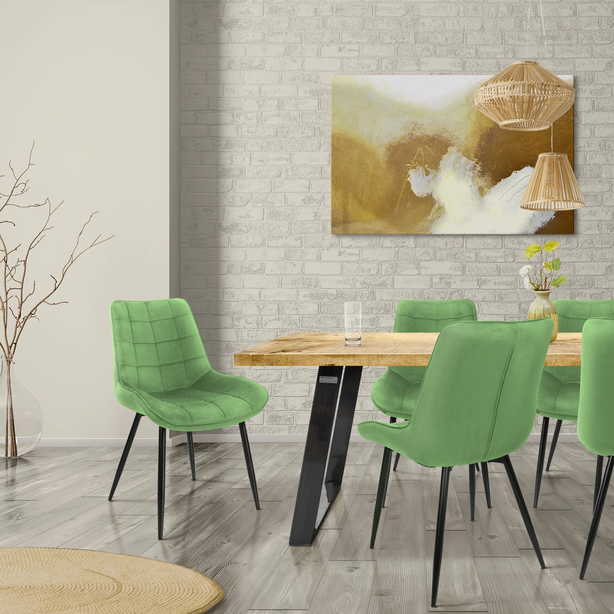 Esszimmerstuhl 2er Set Samtbezug mit Metallbeinen ML-Design - Image 38