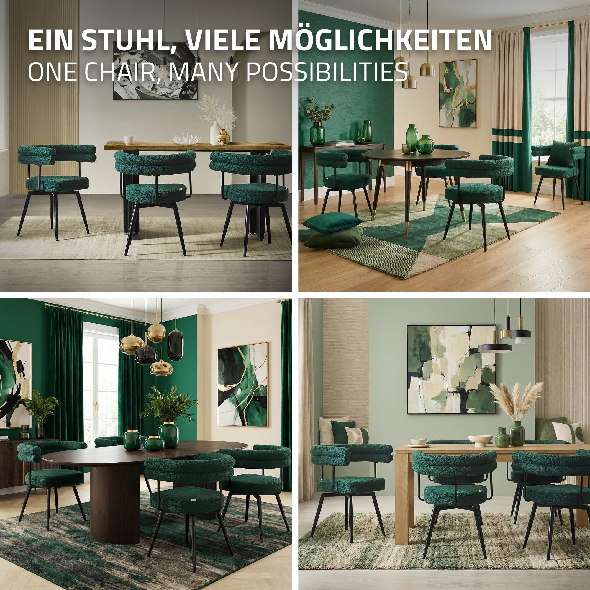 Esszimmerstühle mit Arm- und Rückenlehnen, 360° drehbar, Teddy-Stoff, mit Metallbeinen - Image 29