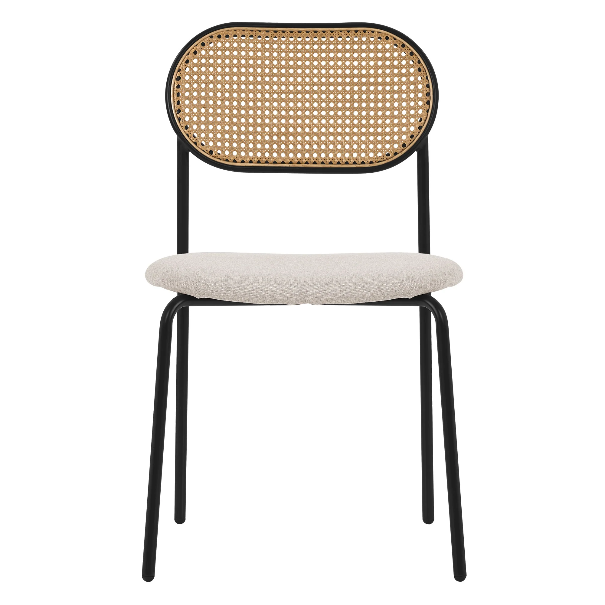 Esszimmerstühle mit Rattan Rückenlehne, Rund, Metallbeinen, Gepolstert, Ergonomisch, Modern - Image 5