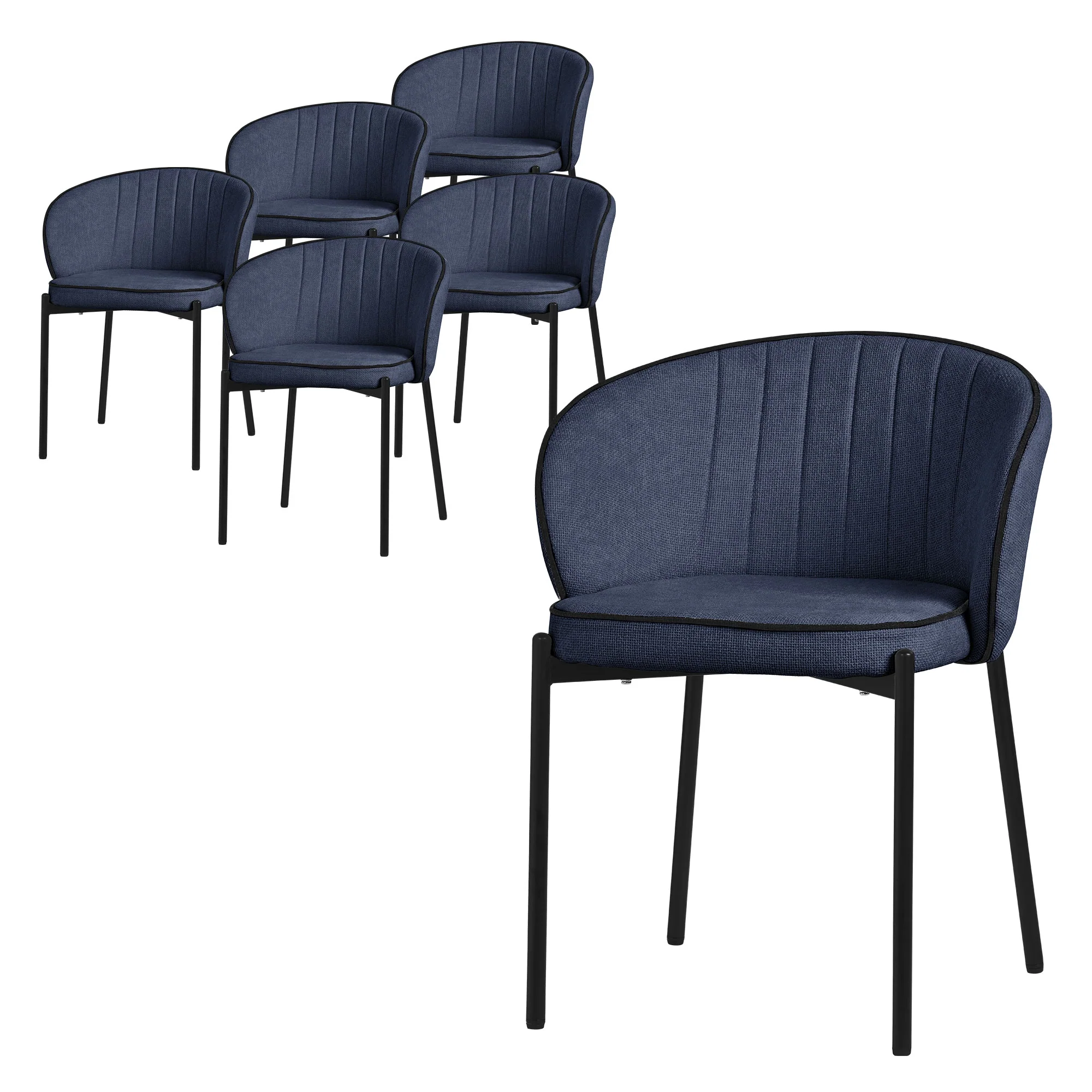 Esszimmerstühle Set mit Stoffbezug und Metallbeinen, ergonomische Rückenlehne