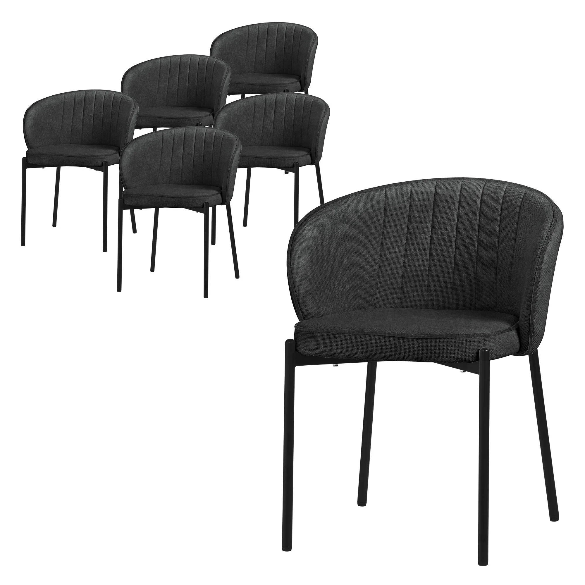 Esszimmerstühle Set mit Stoffbezug und Metallbeinen, ergonomische Rückenlehne - Image 10