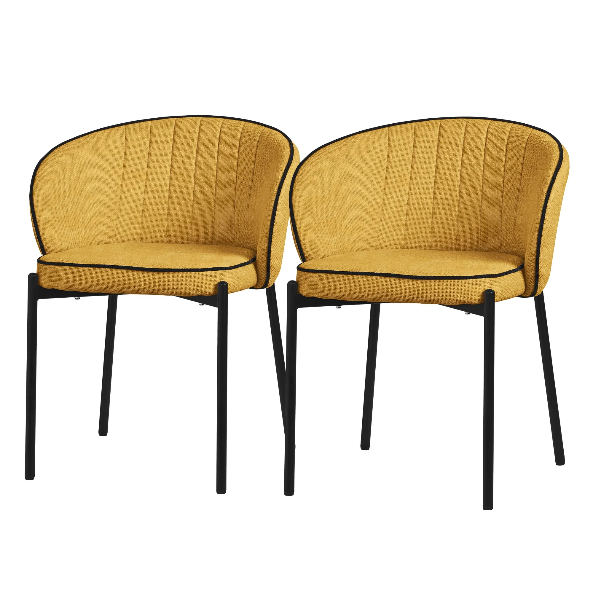 Esszimmerstühle Set mit Stoffbezug und Metallbeinen, ergonomische Rückenlehne - Image 11