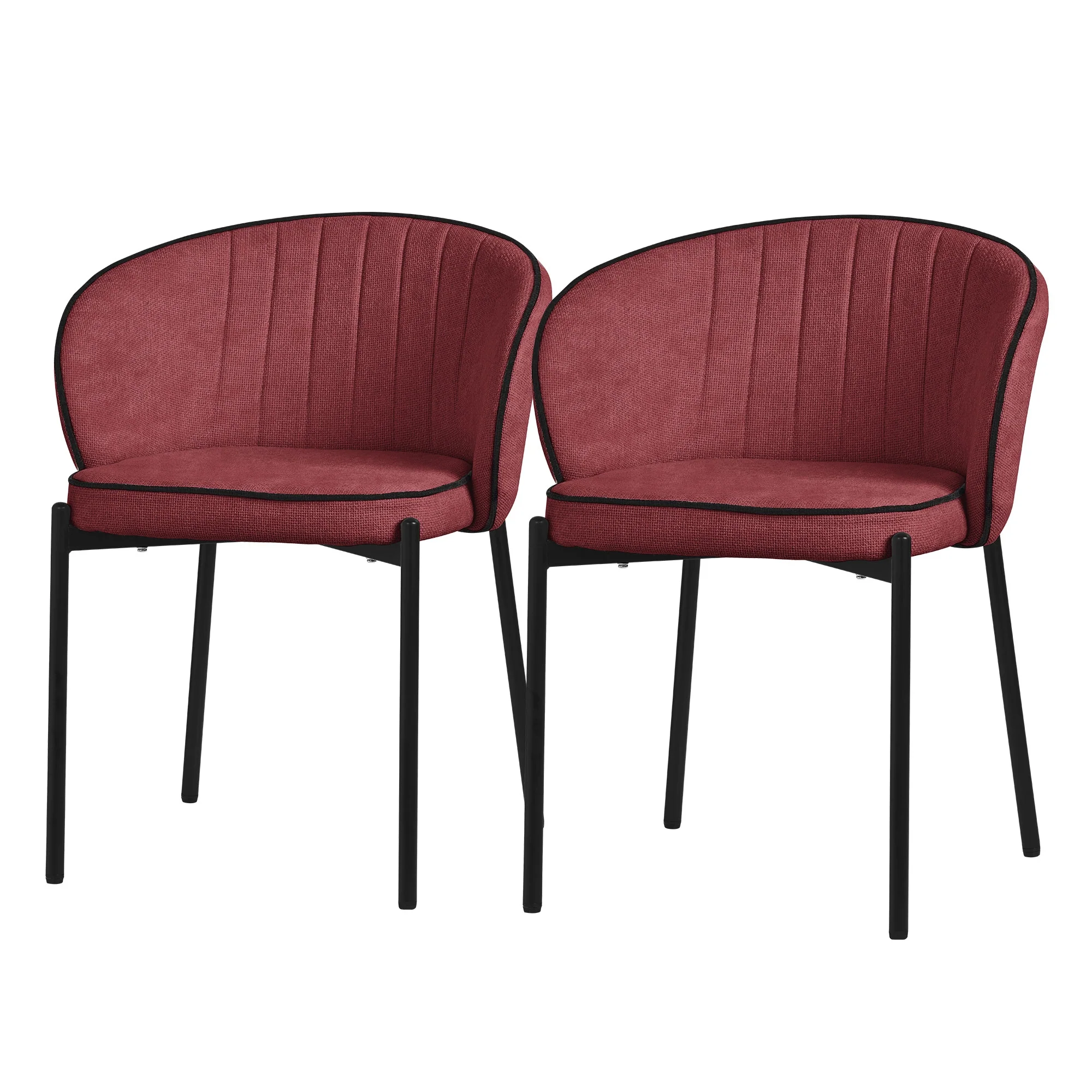Esszimmerstühle Set mit Stoffbezug und Metallbeinen, ergonomische Rückenlehne - Image 12