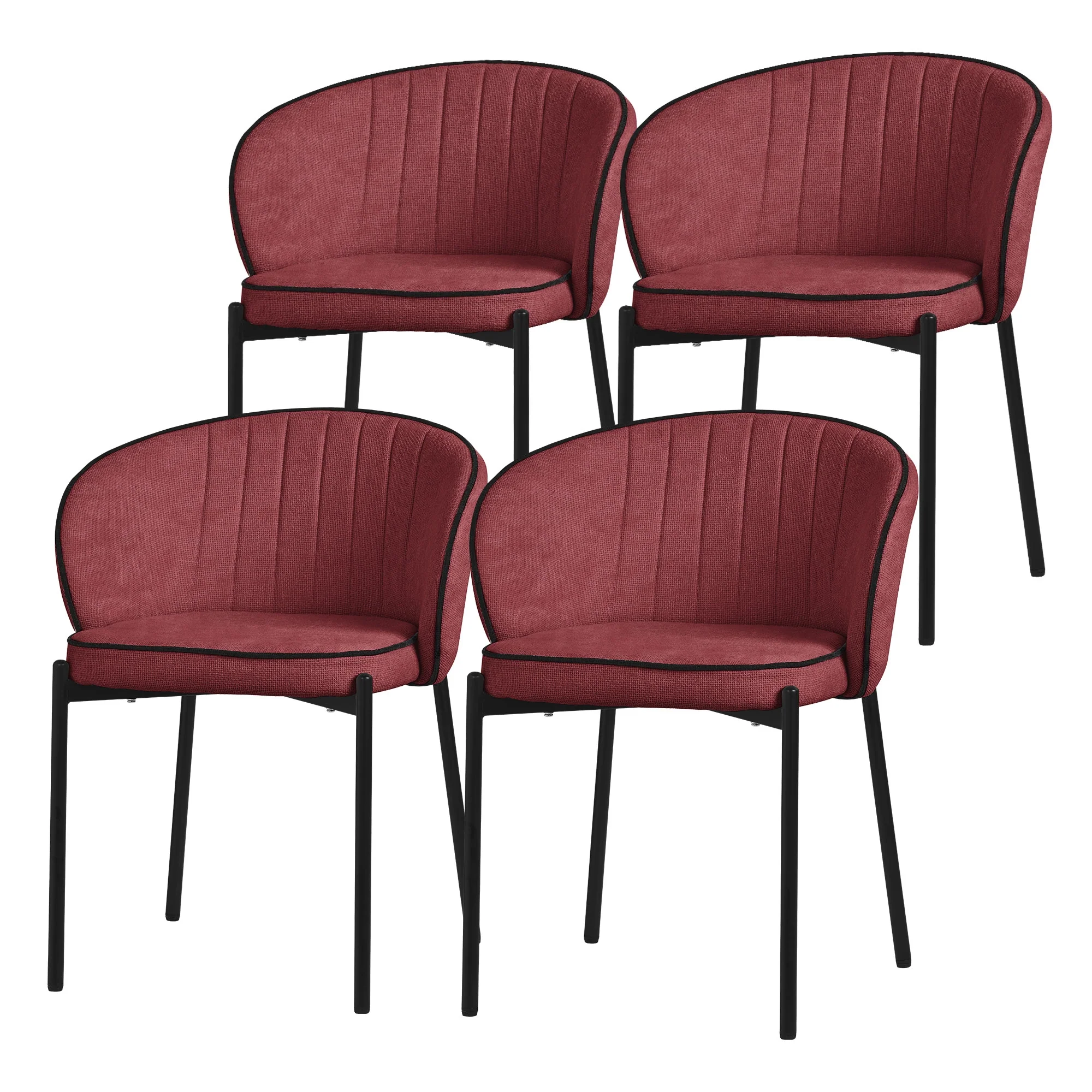 Esszimmerstühle Set mit Stoffbezug und Metallbeinen, ergonomische Rückenlehne - Image 13