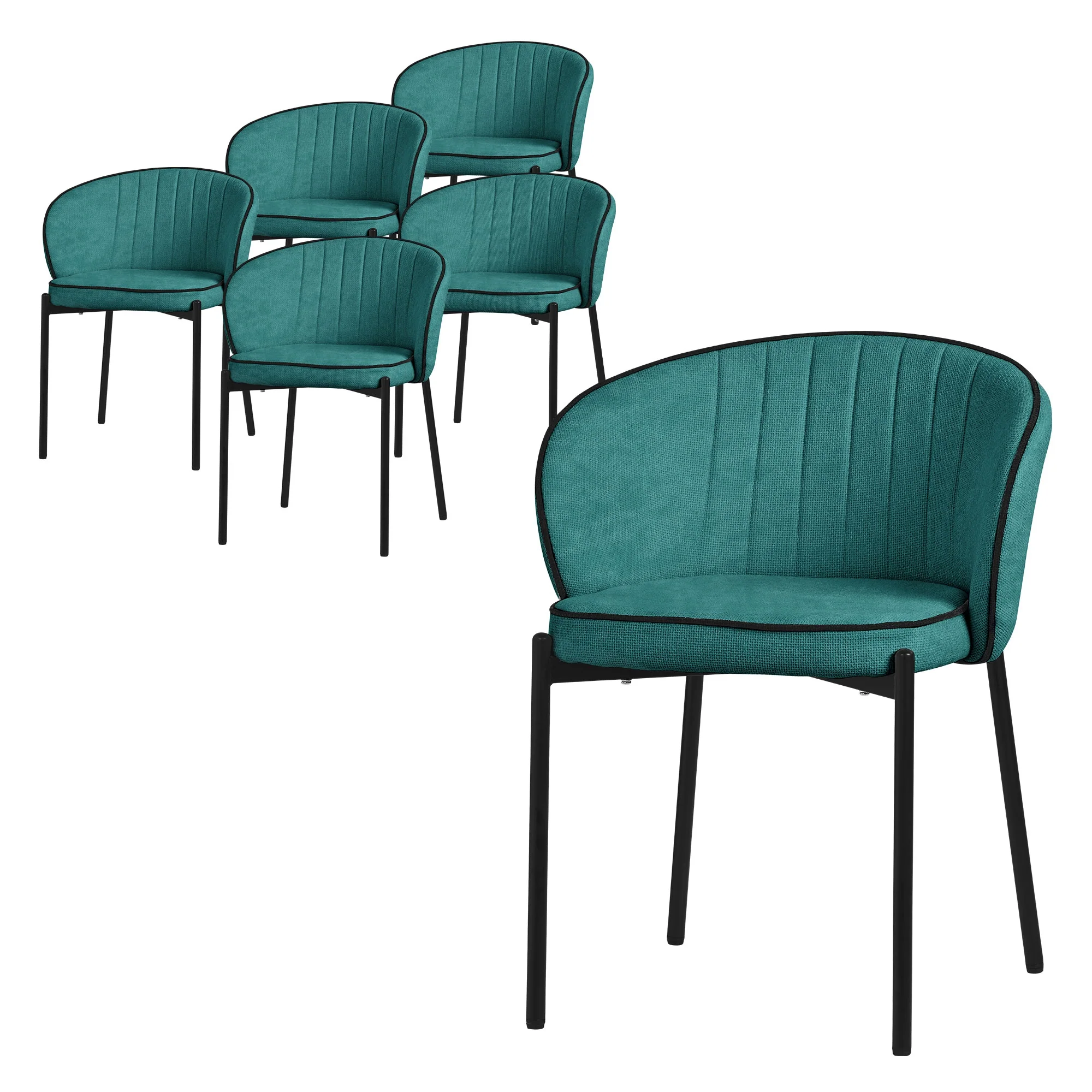 Esszimmerstühle Set mit Stoffbezug und Metallbeinen, ergonomische Rückenlehne - Image 14