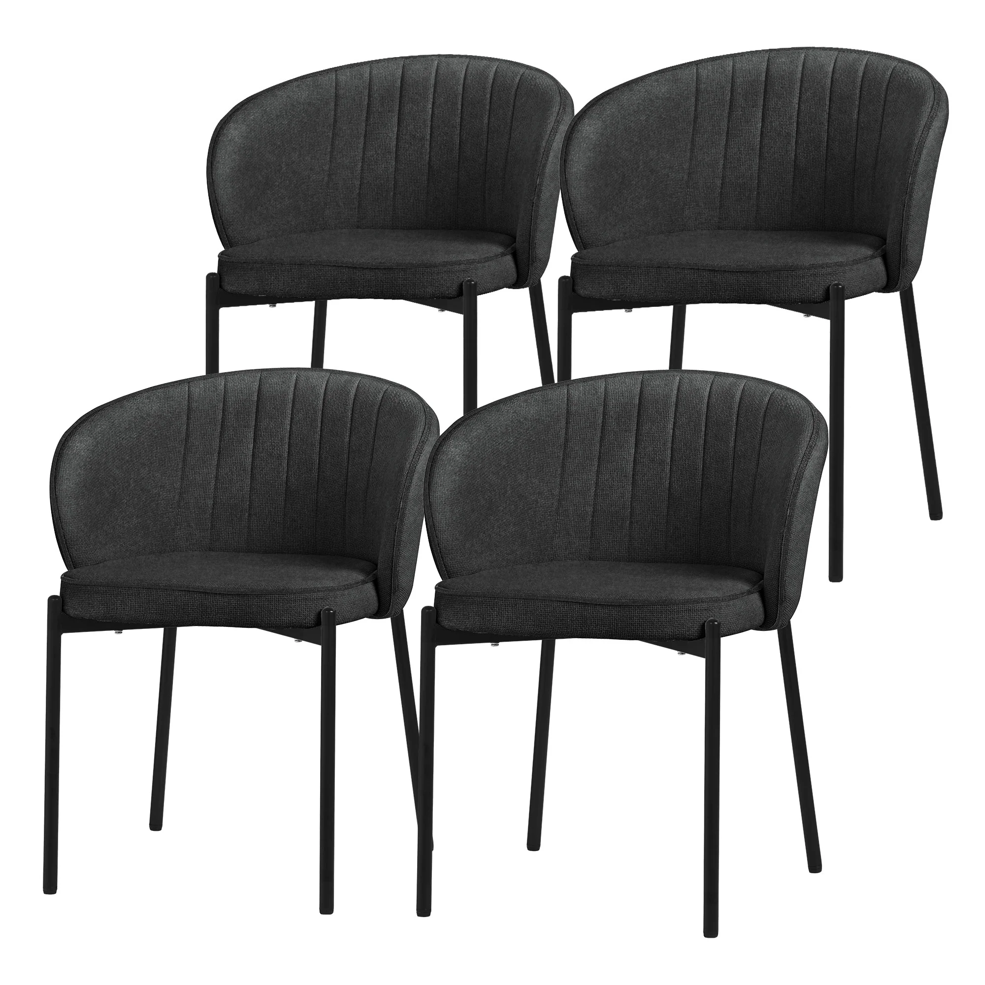 Esszimmerstühle Set mit Stoffbezug und Metallbeinen, ergonomische Rückenlehne - Image 15