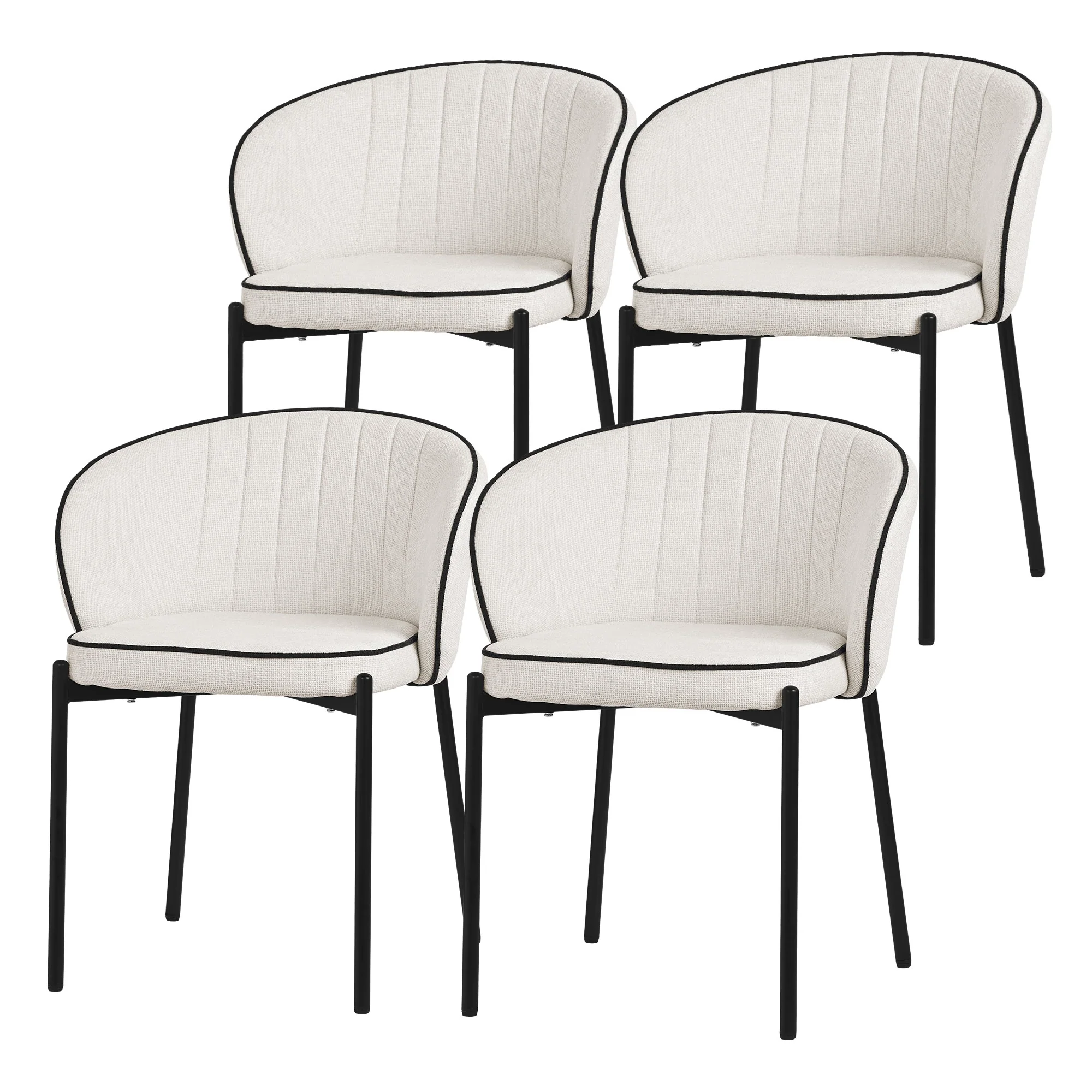 Esszimmerstühle Set mit Stoffbezug und Metallbeinen, ergonomische Rückenlehne - Image 16